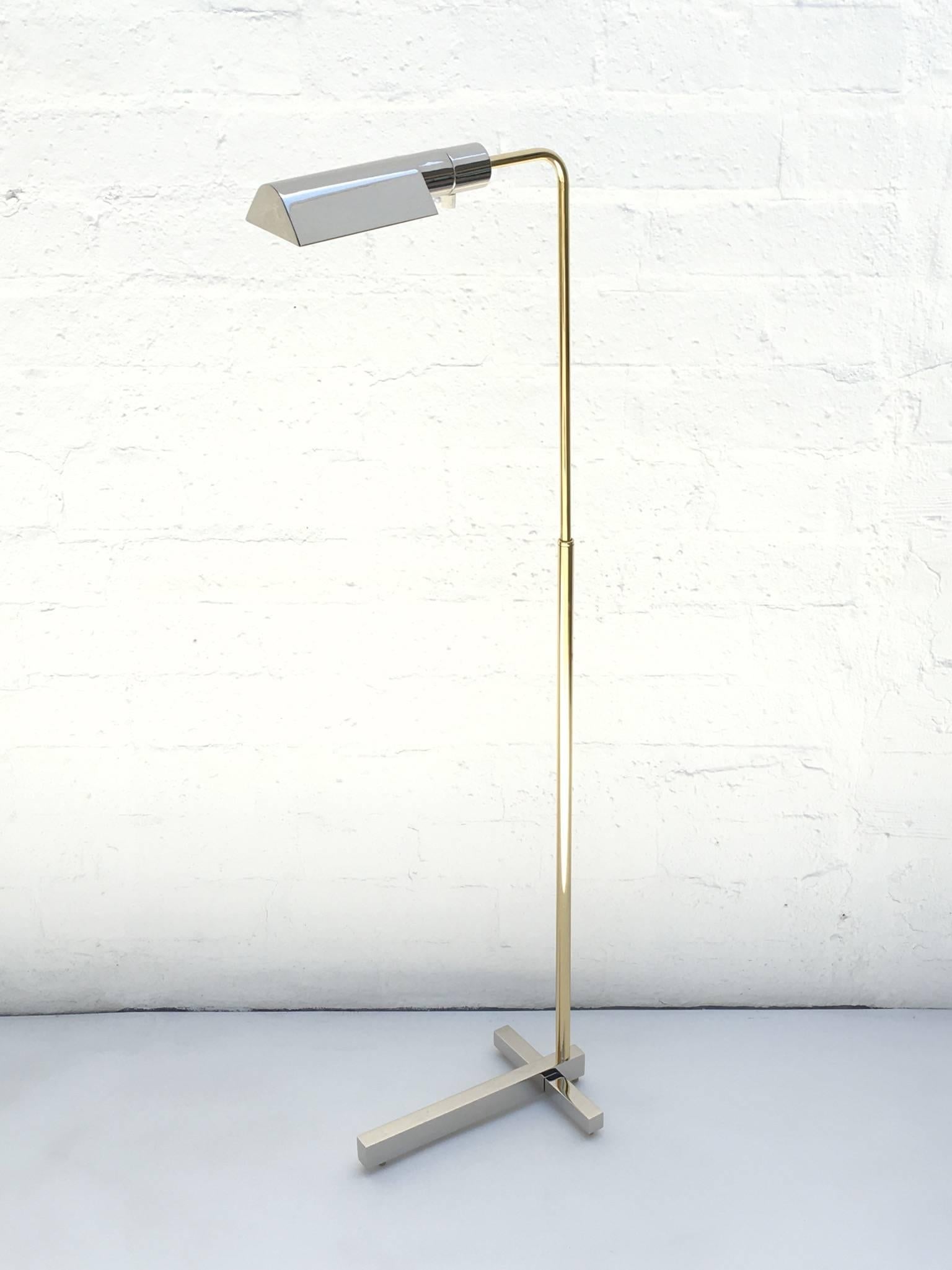 American Nickel and Brass Adjustable Floor Lamp by Casella