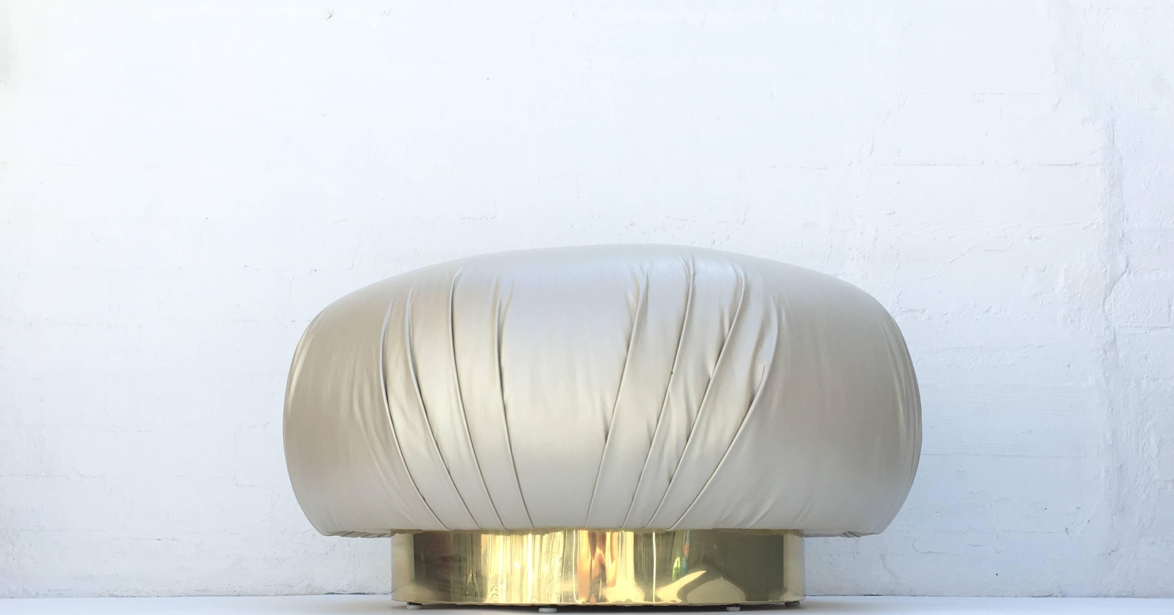 Brass and Leather Ottoman by Steve Chase In Excellent Condition For Sale In Palm Springs, CA