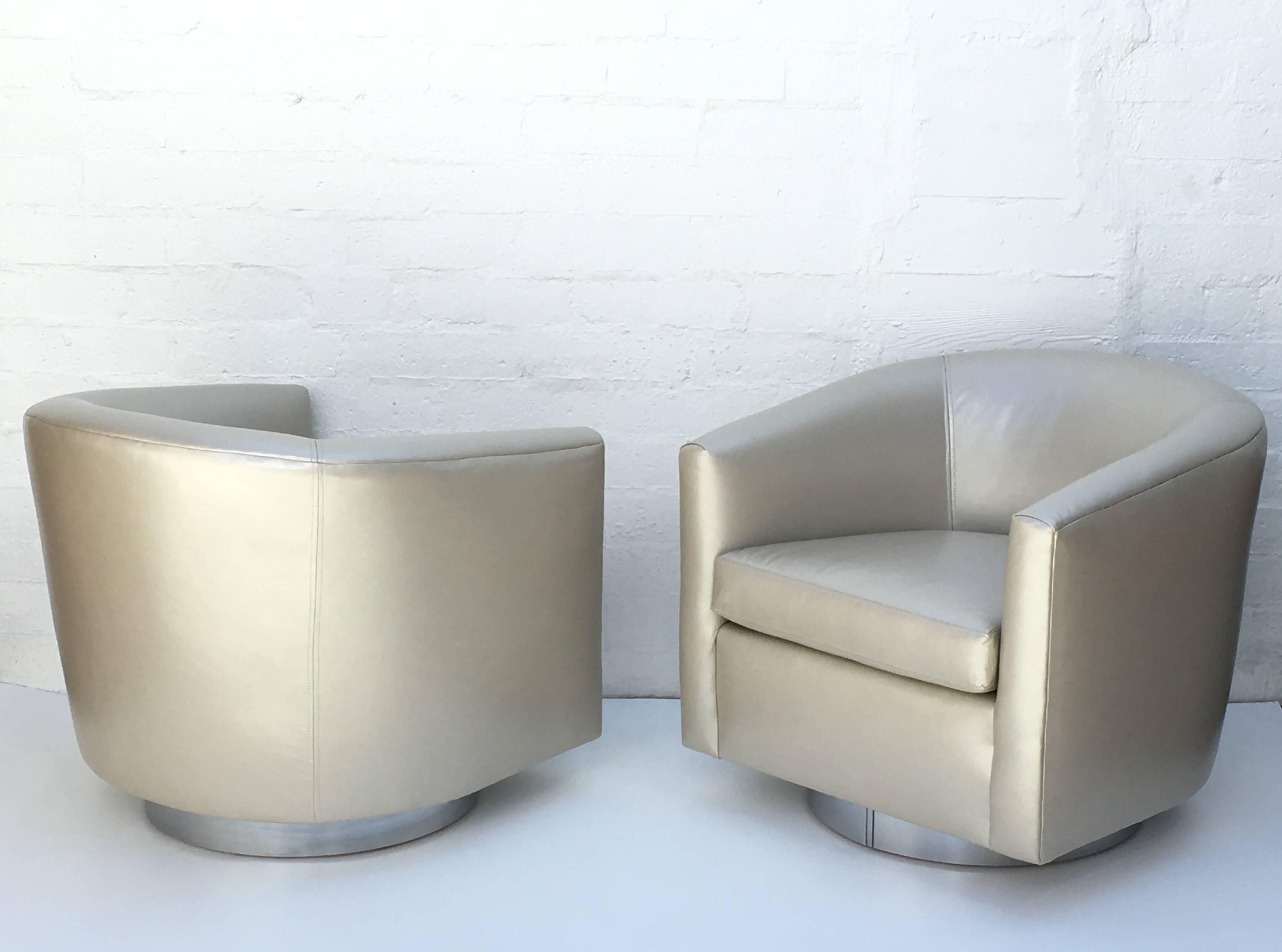 Chrome and Leather Swivel Chairs by Martin Brattrud for Steve Chase 2