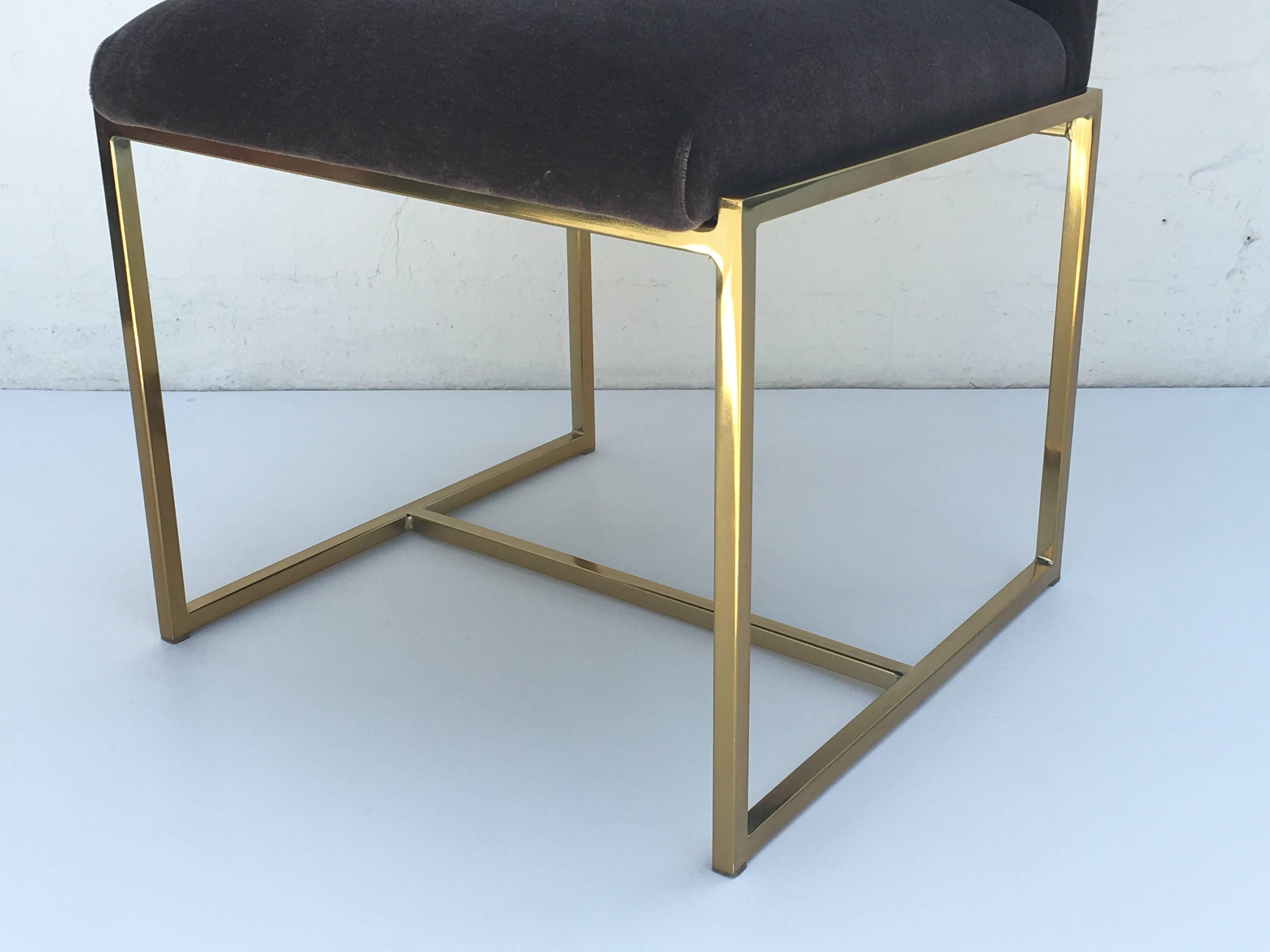 Six Brass and Mohair Dining Chairs by Milo Baughman for Thayer Coggin 1