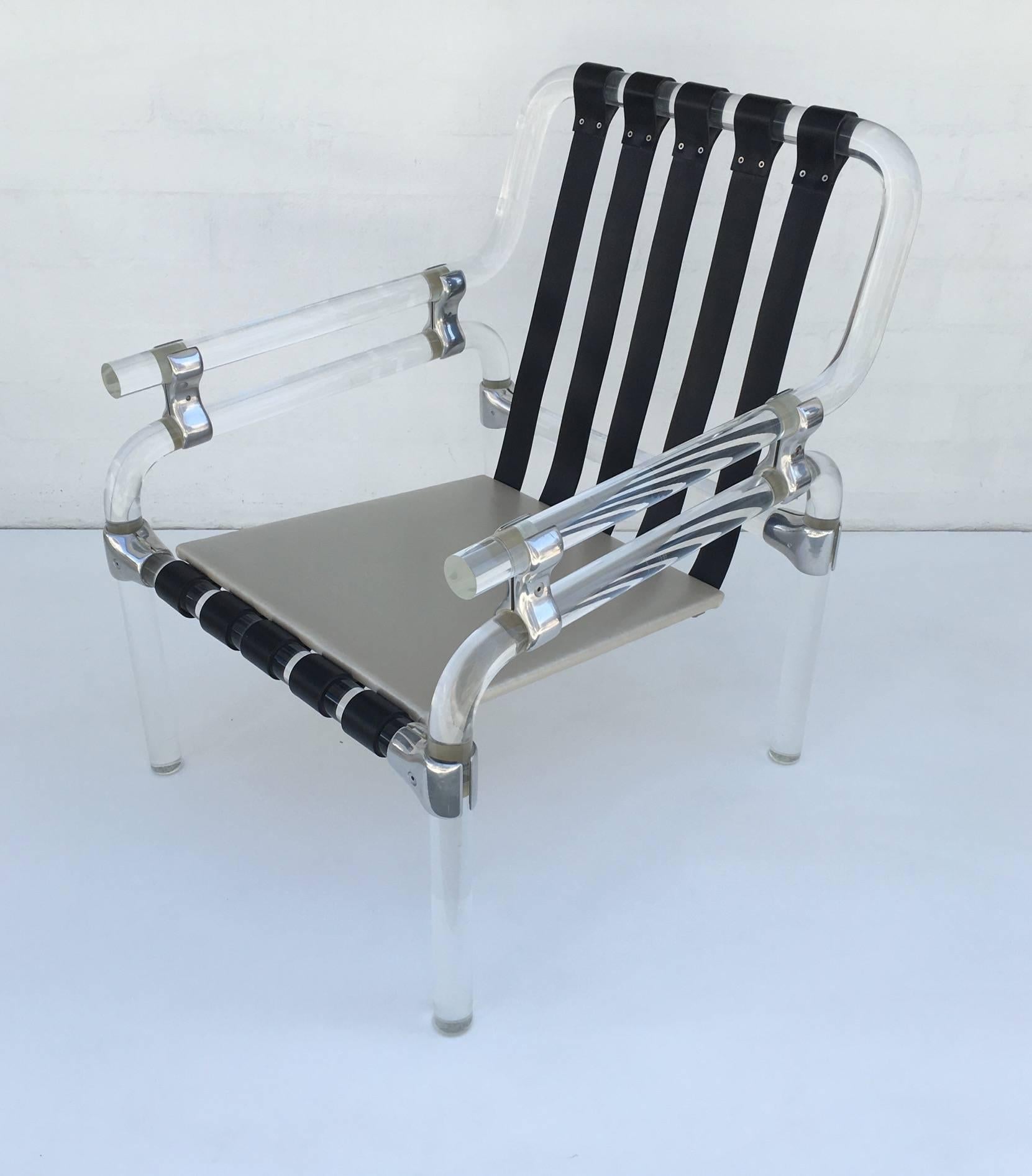 Polished Acrylic and Leather Lounge Chair by Jeff Messerschmidt