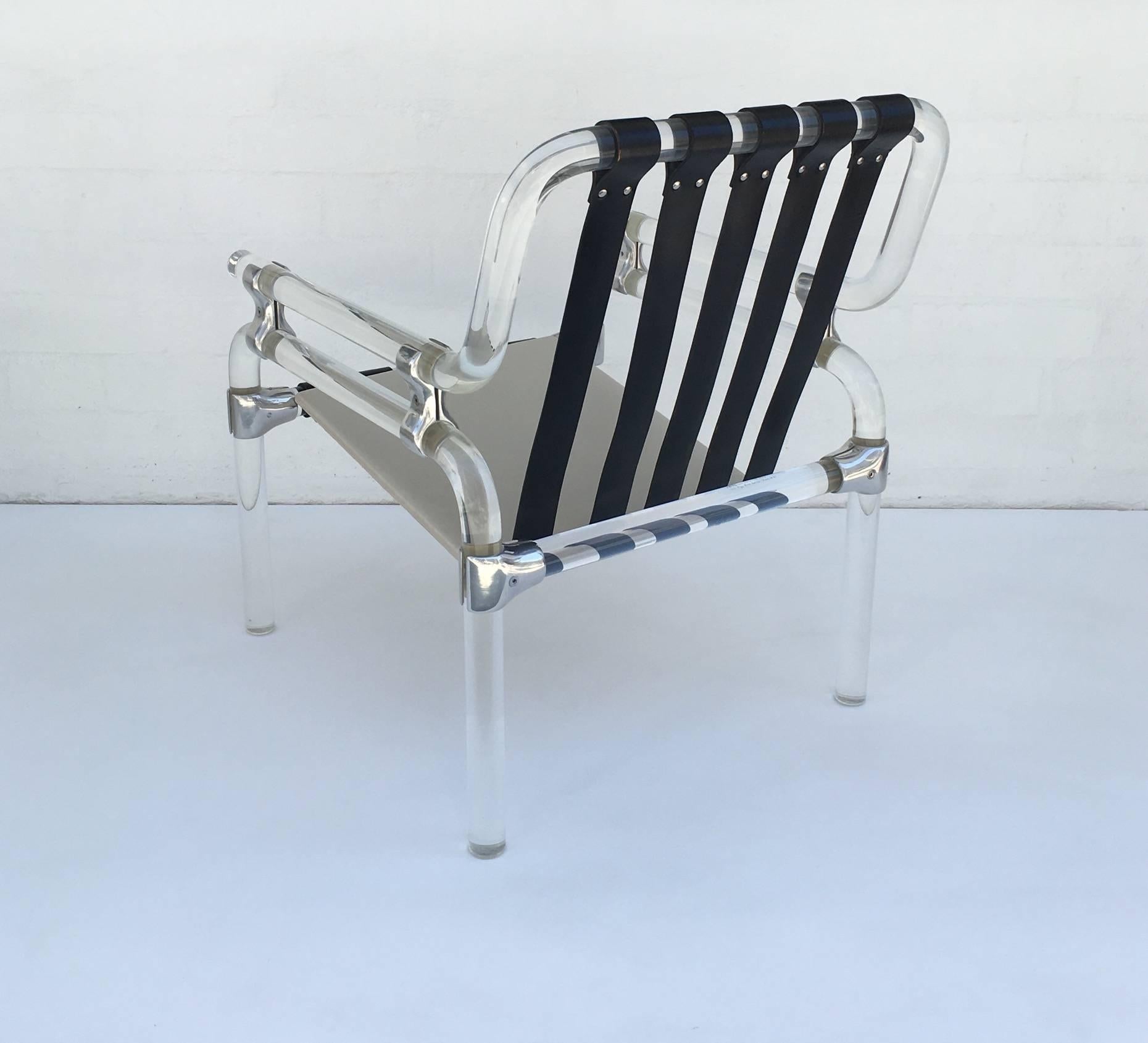 Acrylic and Leather Lounge Chair by Jeff Messerschmidt In Excellent Condition In Palm Springs, CA