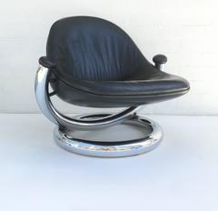 Chrome and Black Leather Anaconda Lounge Chair by Paul Tuttle
