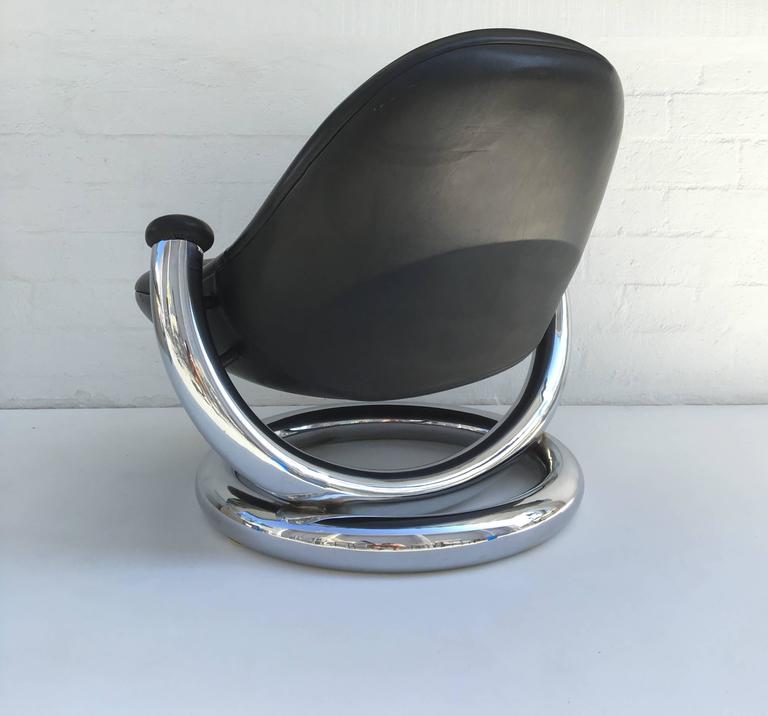 Chrome and Black Leather Anaconda Lounge Chair by Paul Tuttle For Sale