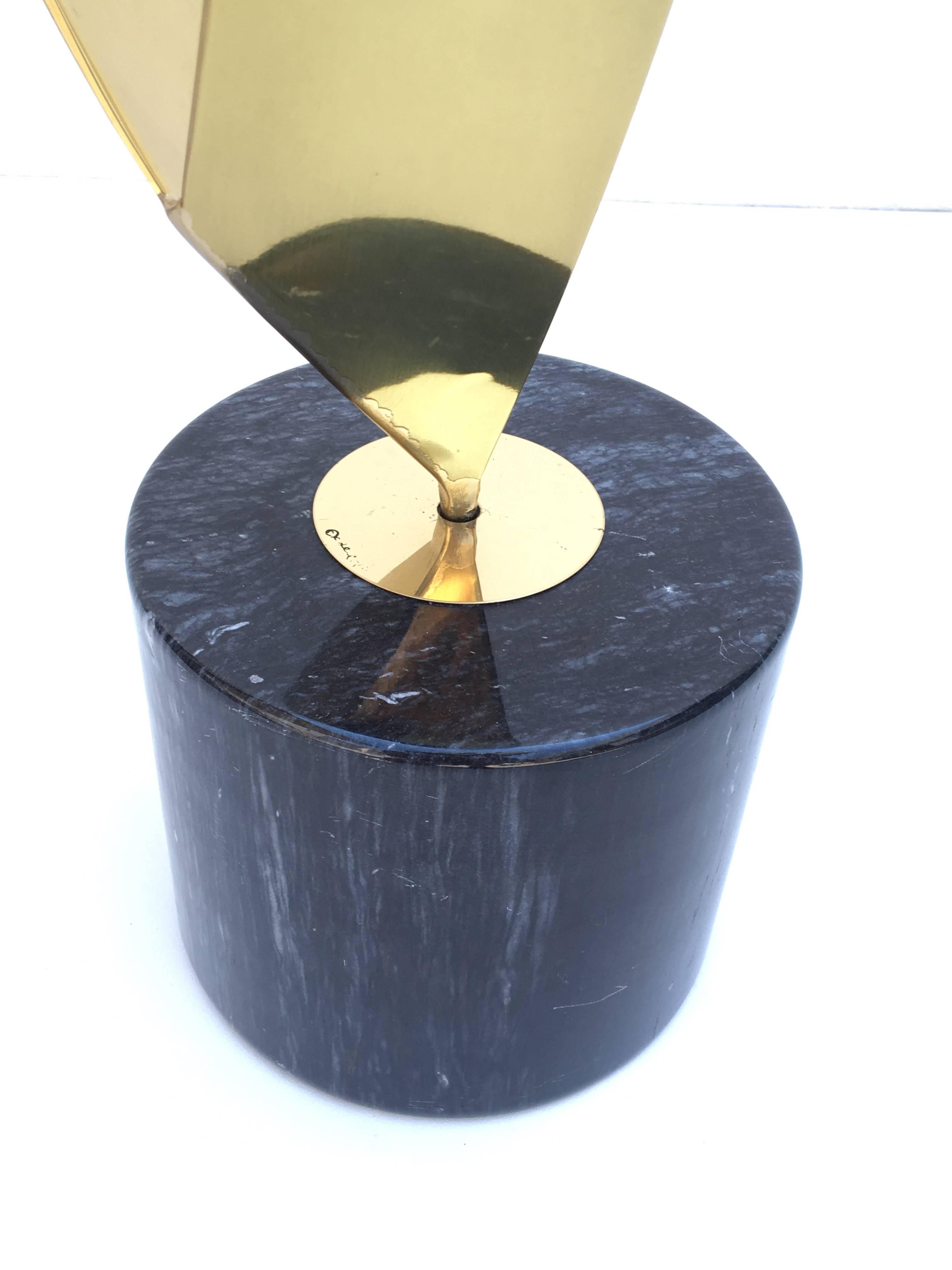 Brass and Black Marble Base Sculpture by Curtis Jere 1