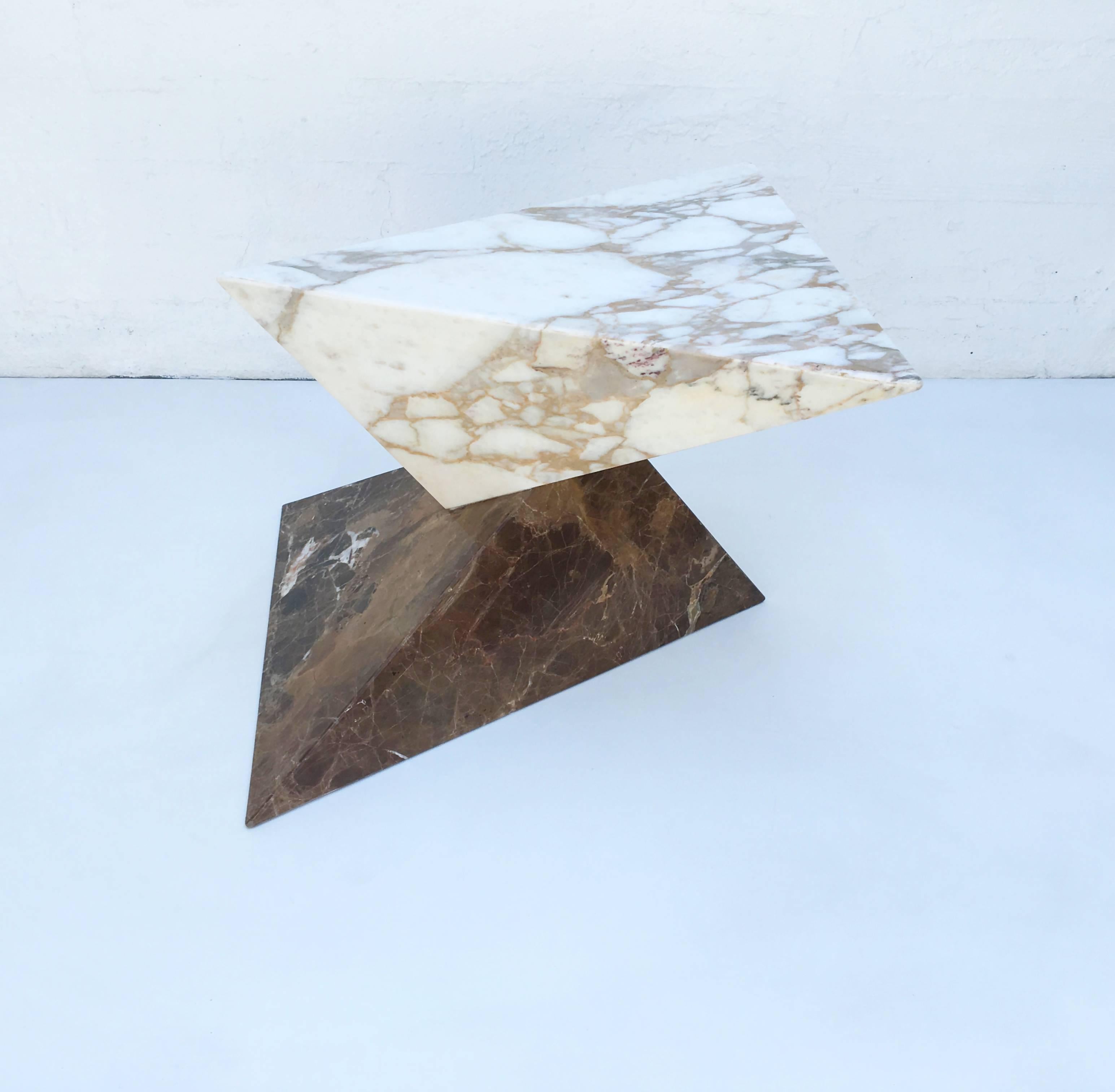 Modern 1960s Sculptural Marble Pyramid Occasional Table