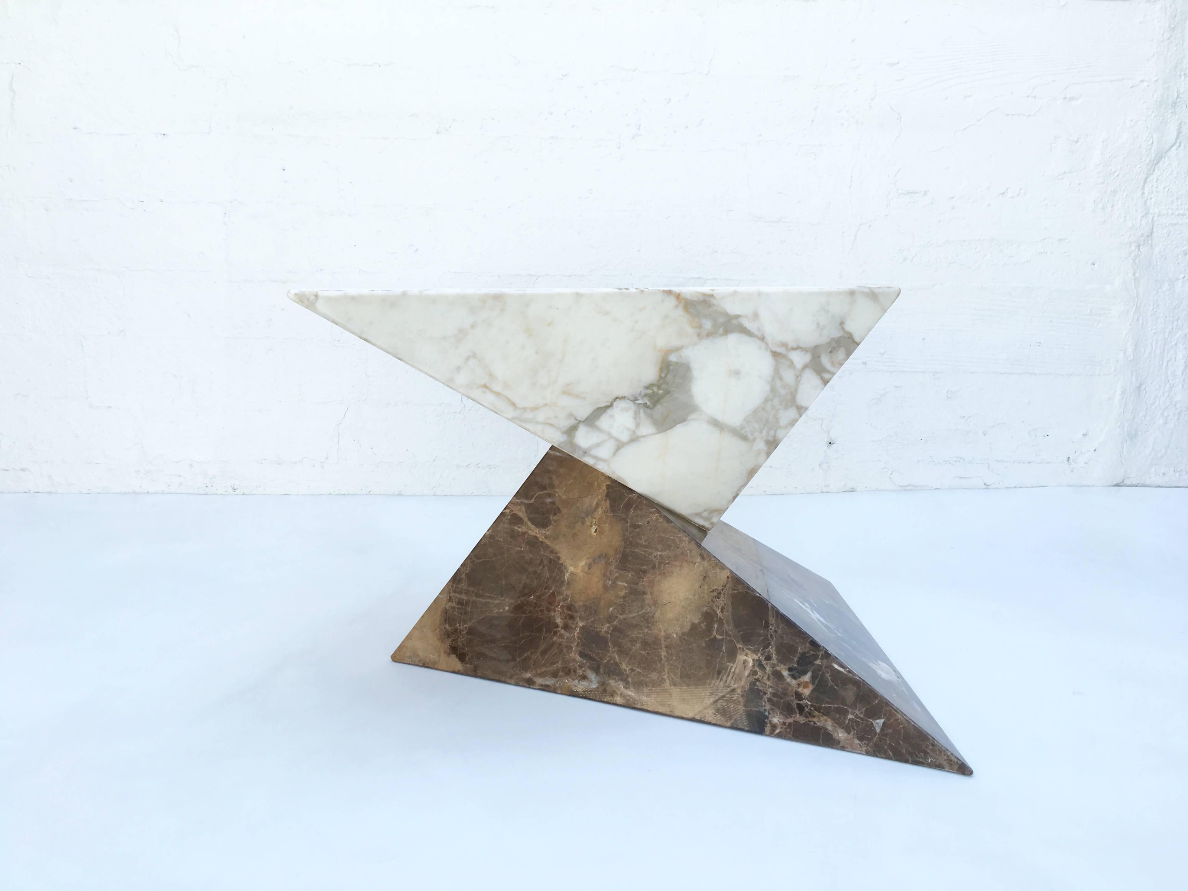 Unknown 1960s Sculptural Marble Pyramid Occasional Table