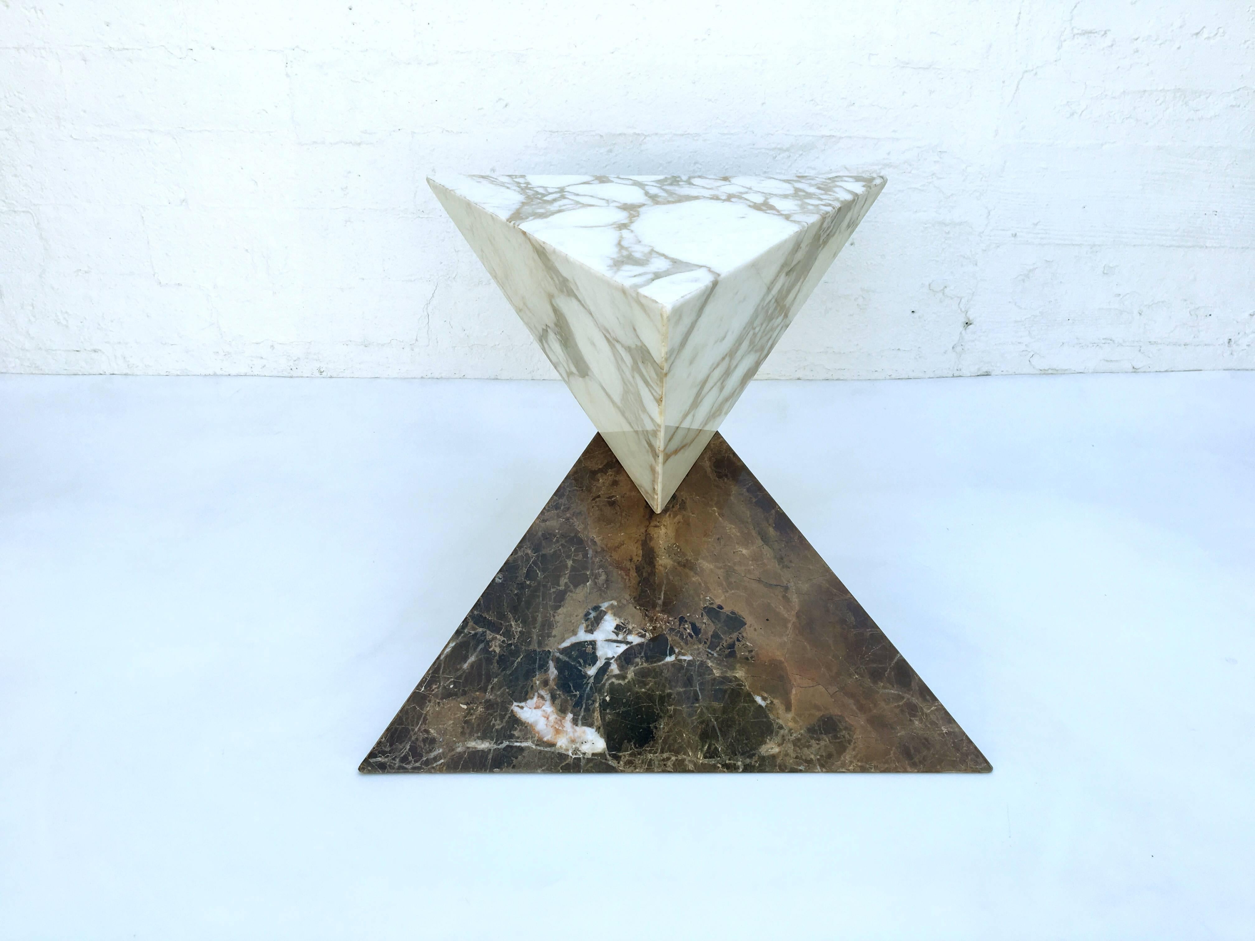 1960s Sculptural Marble Pyramid Occasional Table In Excellent Condition In Palm Springs, CA