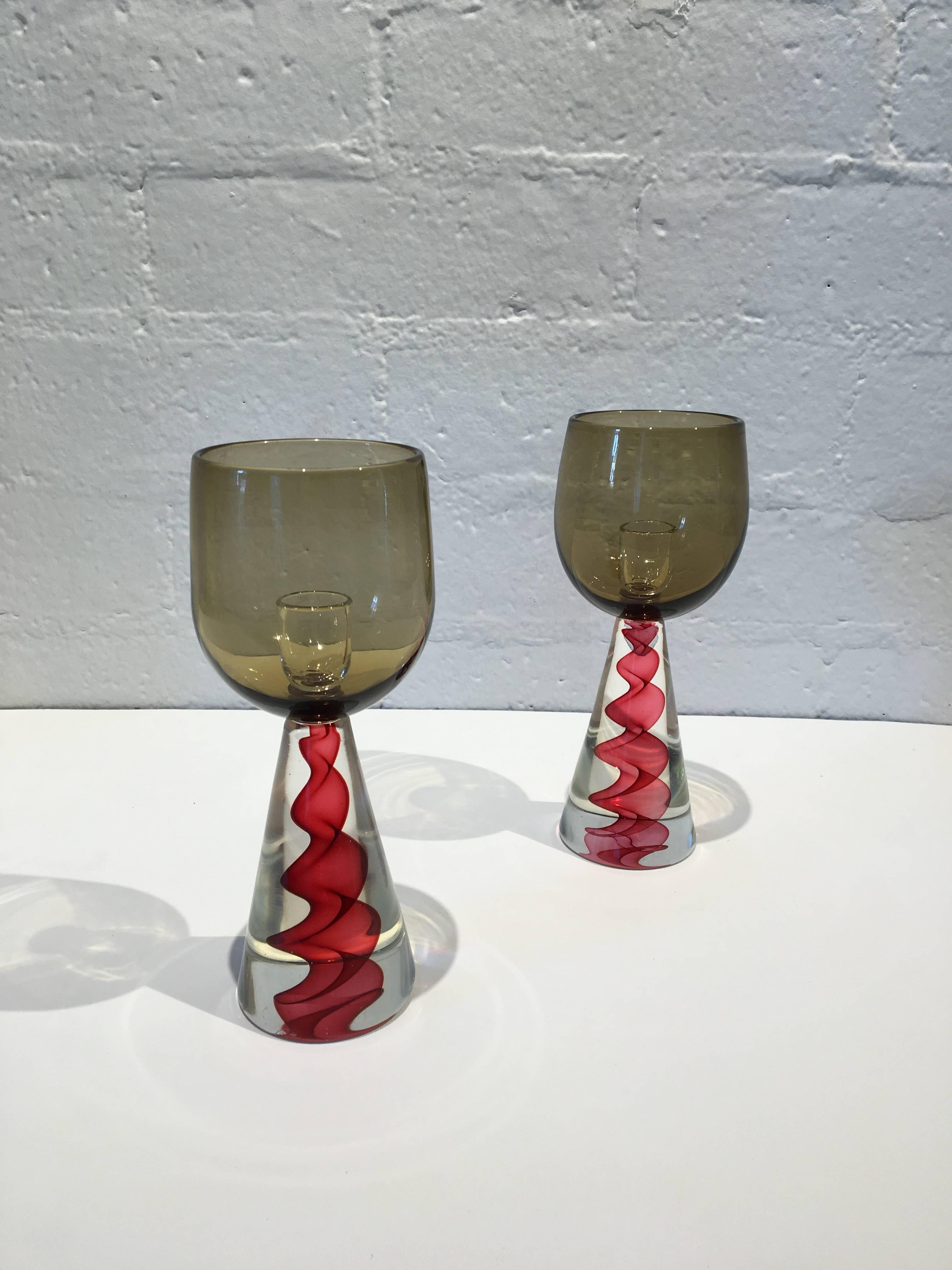 A pair of 1970s Murano glass candlestick by Seguso.
This are very much like the ones that they designed for Tiffany & Co. But the labels were removed.