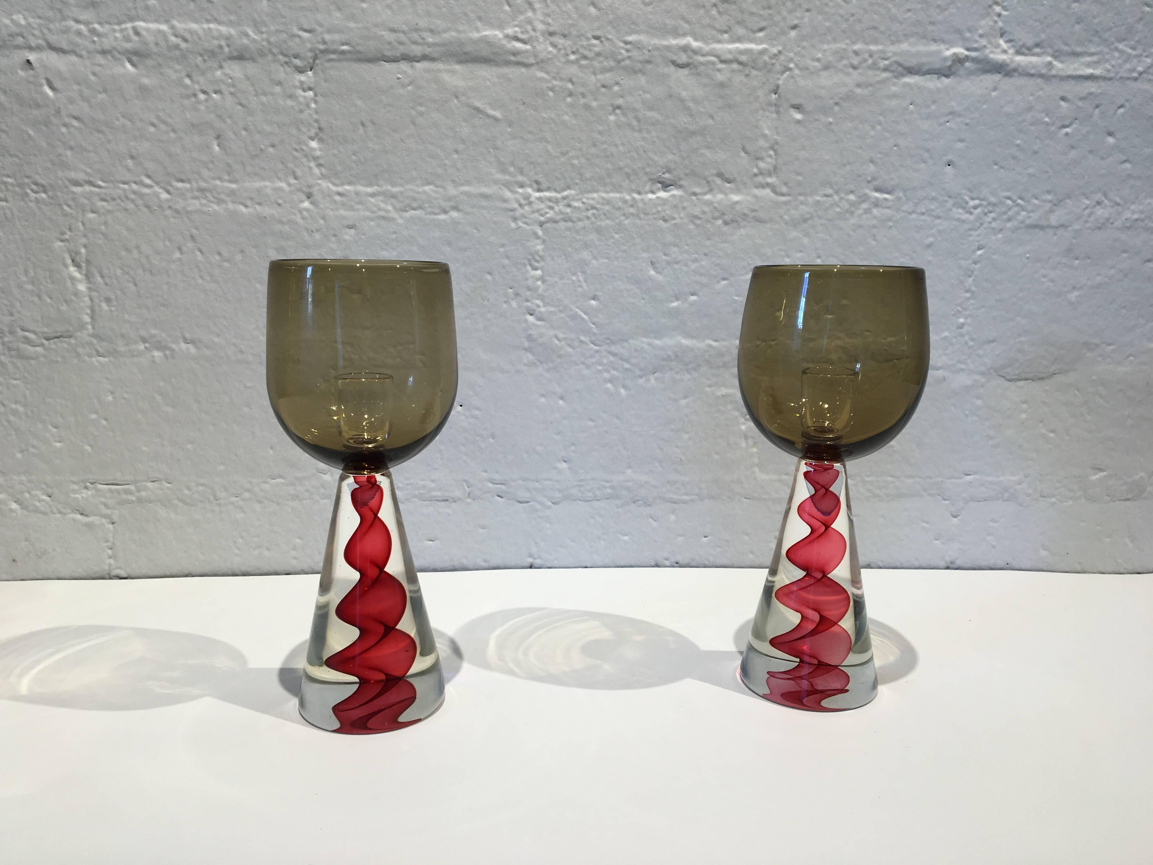 Modern Pair of 1970s Murano Glass Candlesticks by Seguso