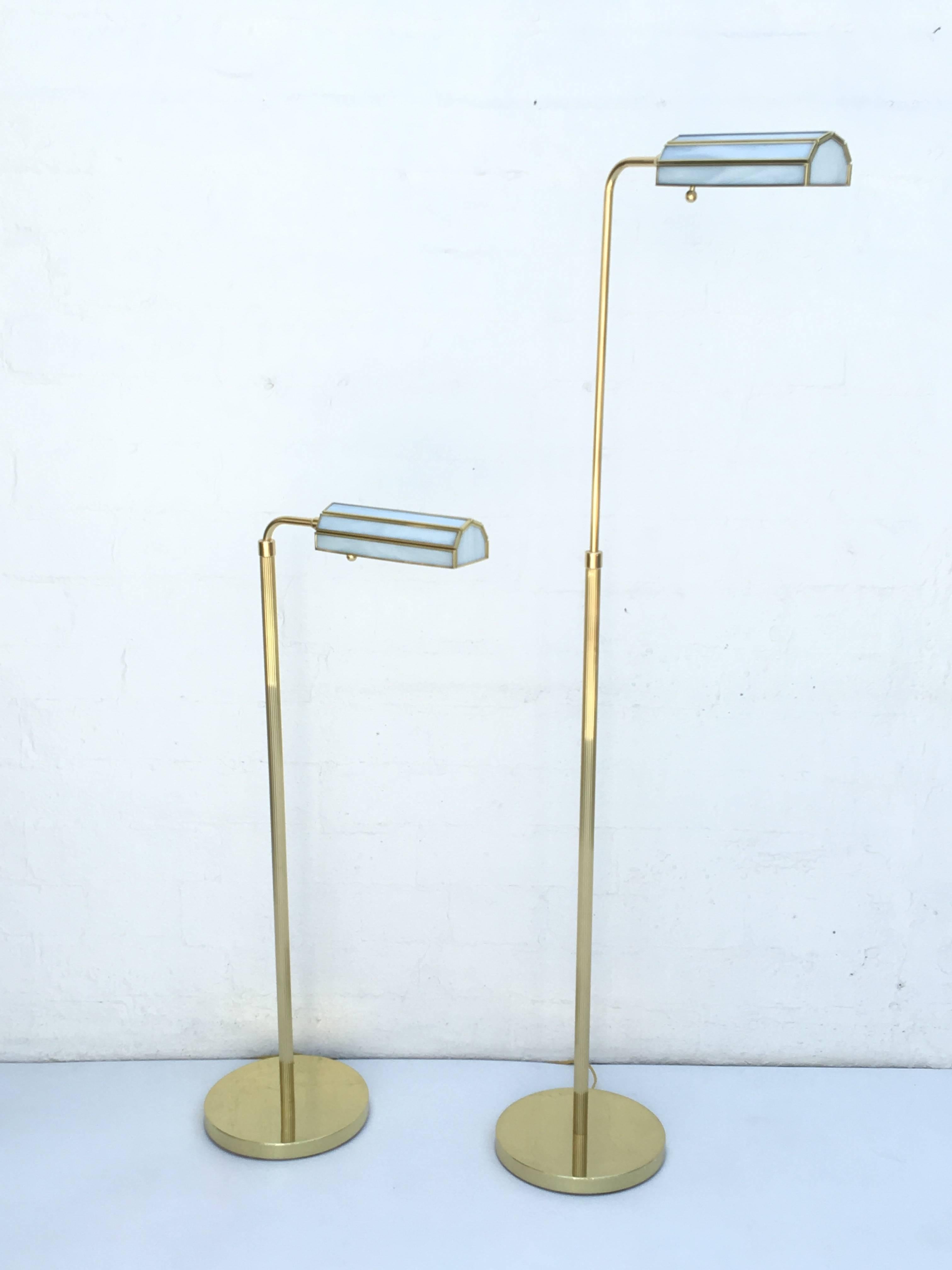 Late 20th Century Pair of 1970s Adjustable Brass Floor Lamps