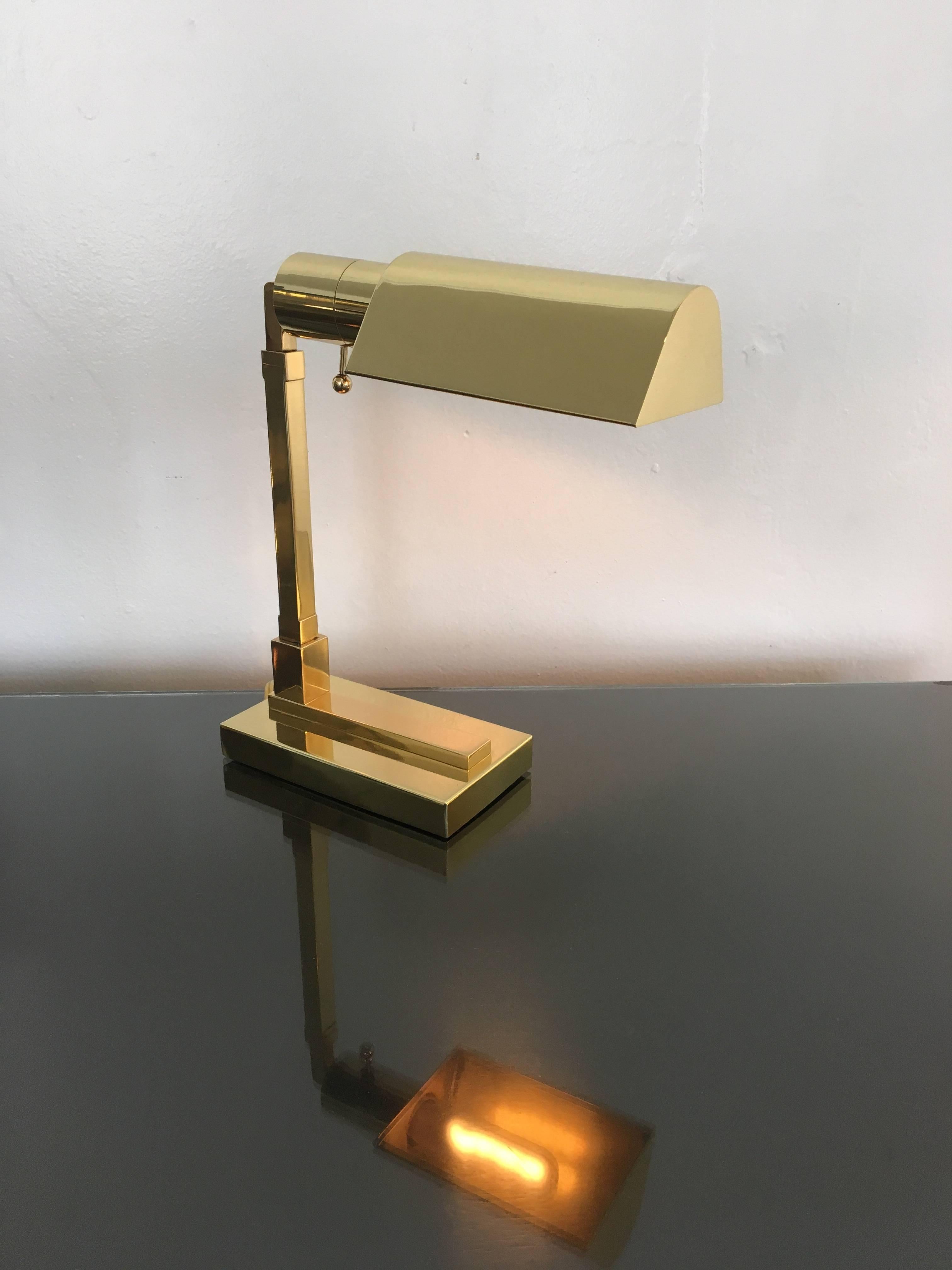 Polished Brass Desk Lamp by Casella In Excellent Condition In Palm Springs, CA