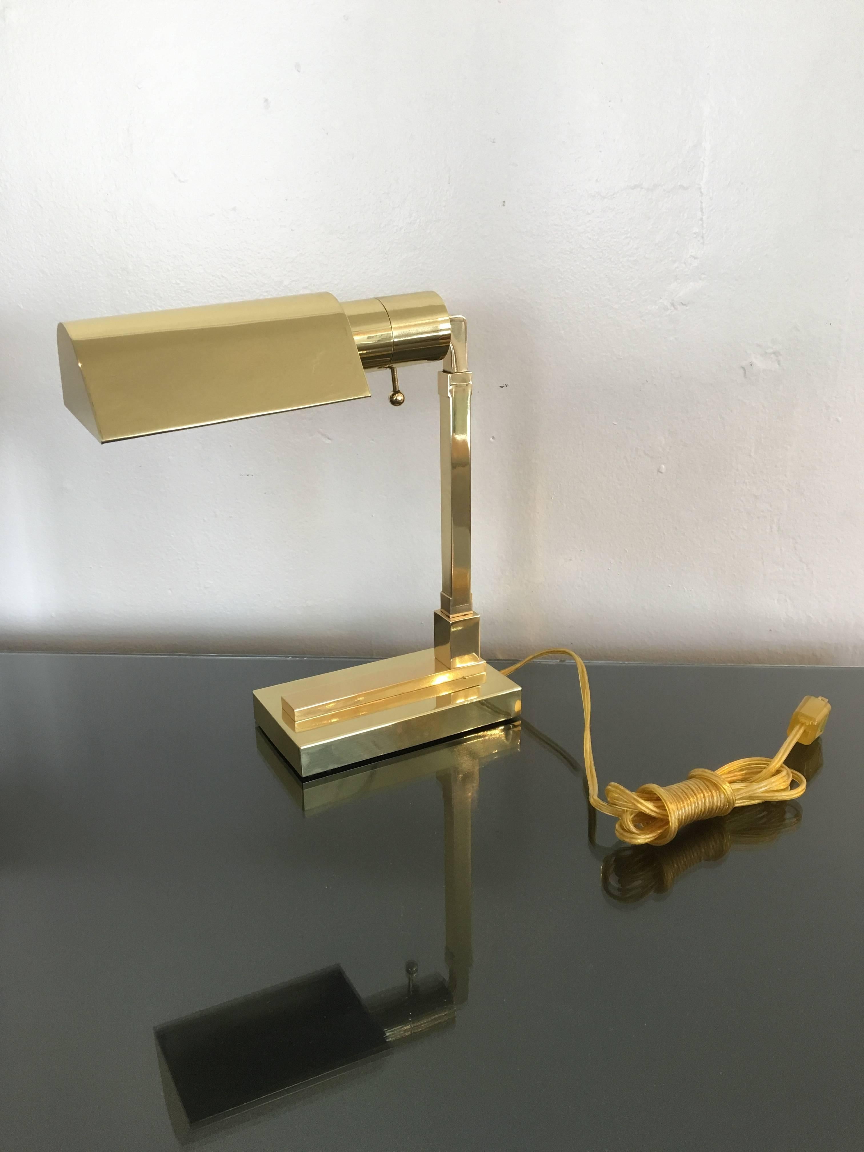 Late 20th Century Polished Brass Desk Lamp by Casella