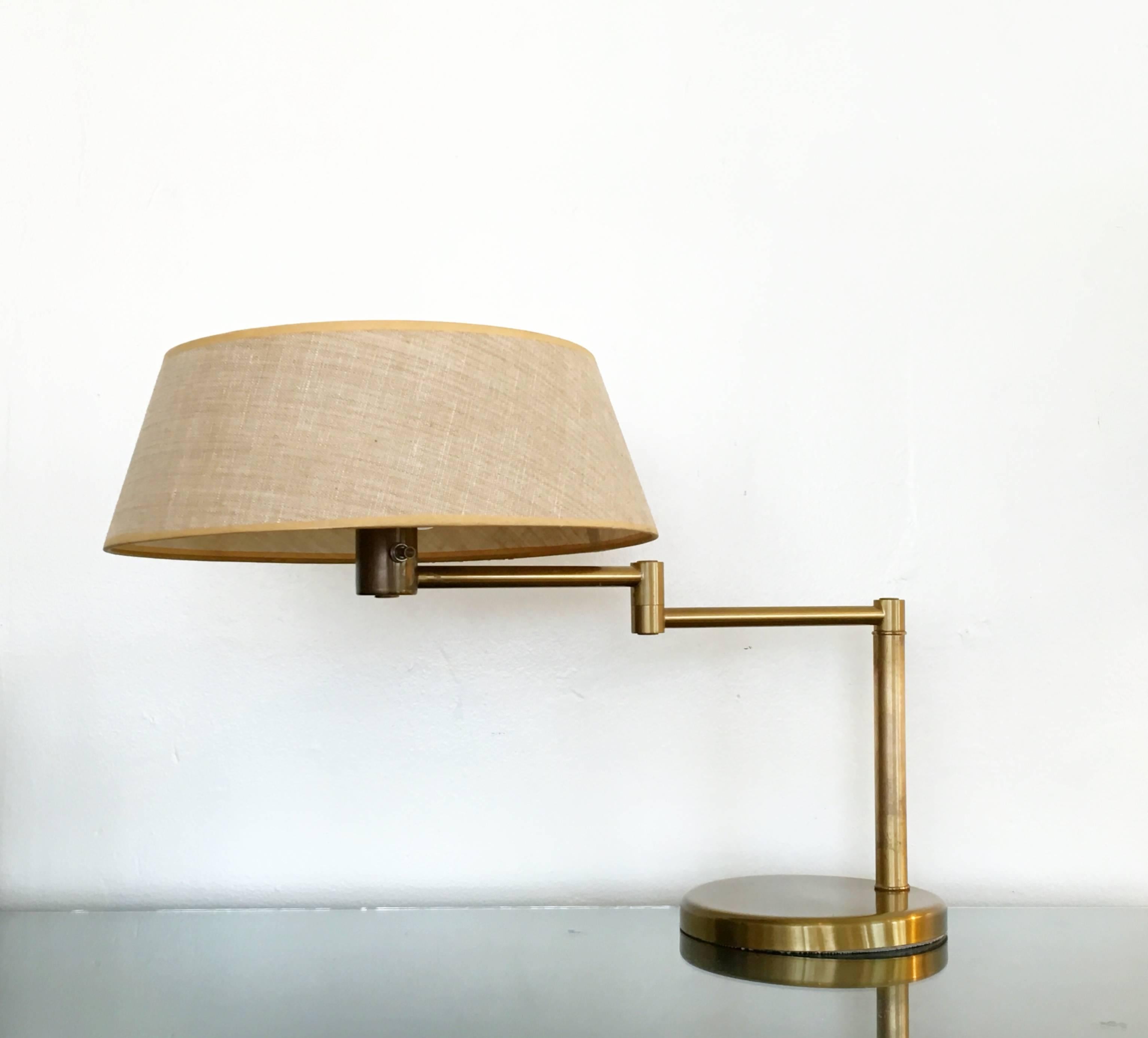 American Brass Swing Arm Desk or Table Lamp by Walter Von Nessen