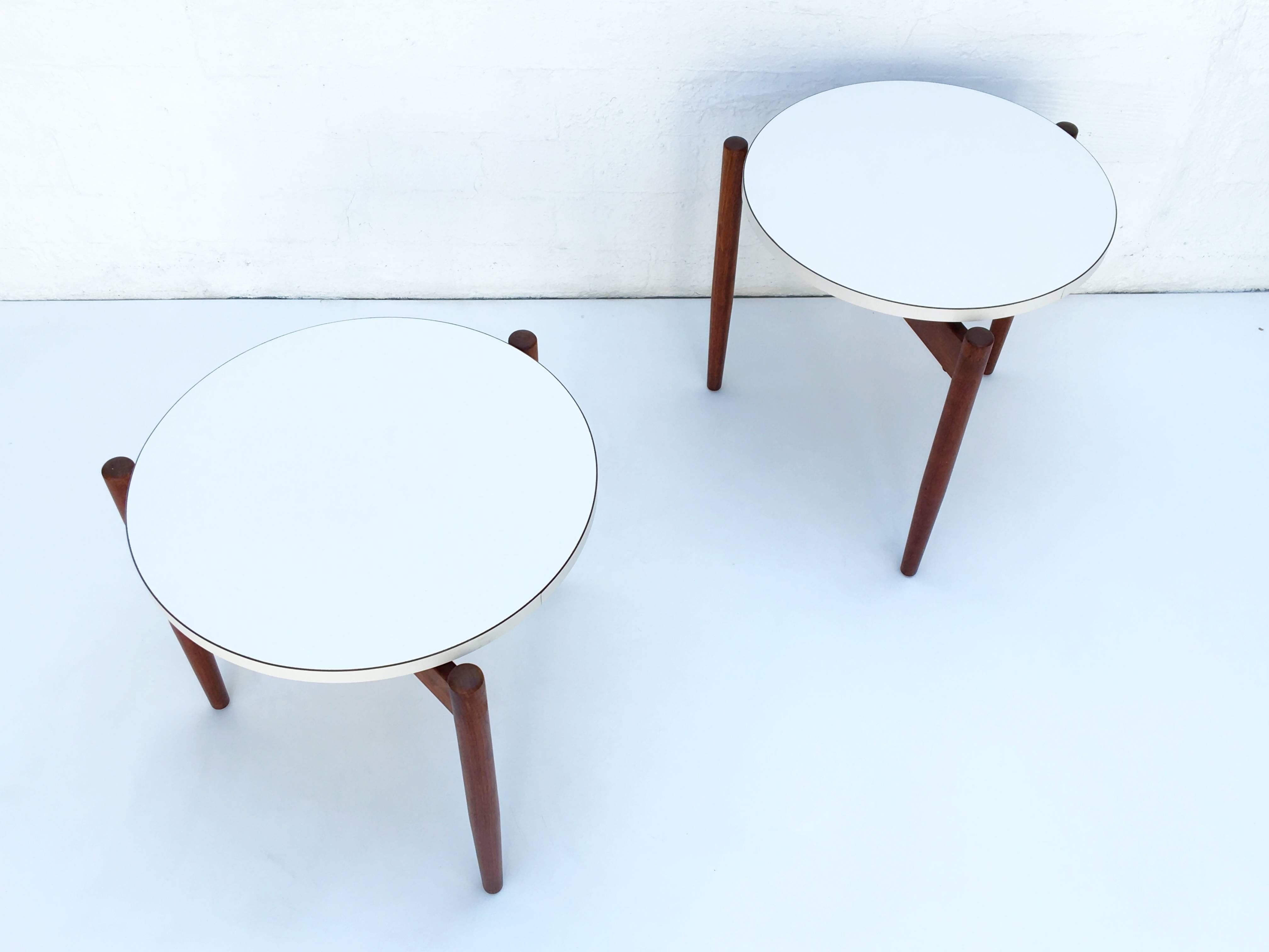 American Pair of Walnut Stacking Side Tables by Jens Risom