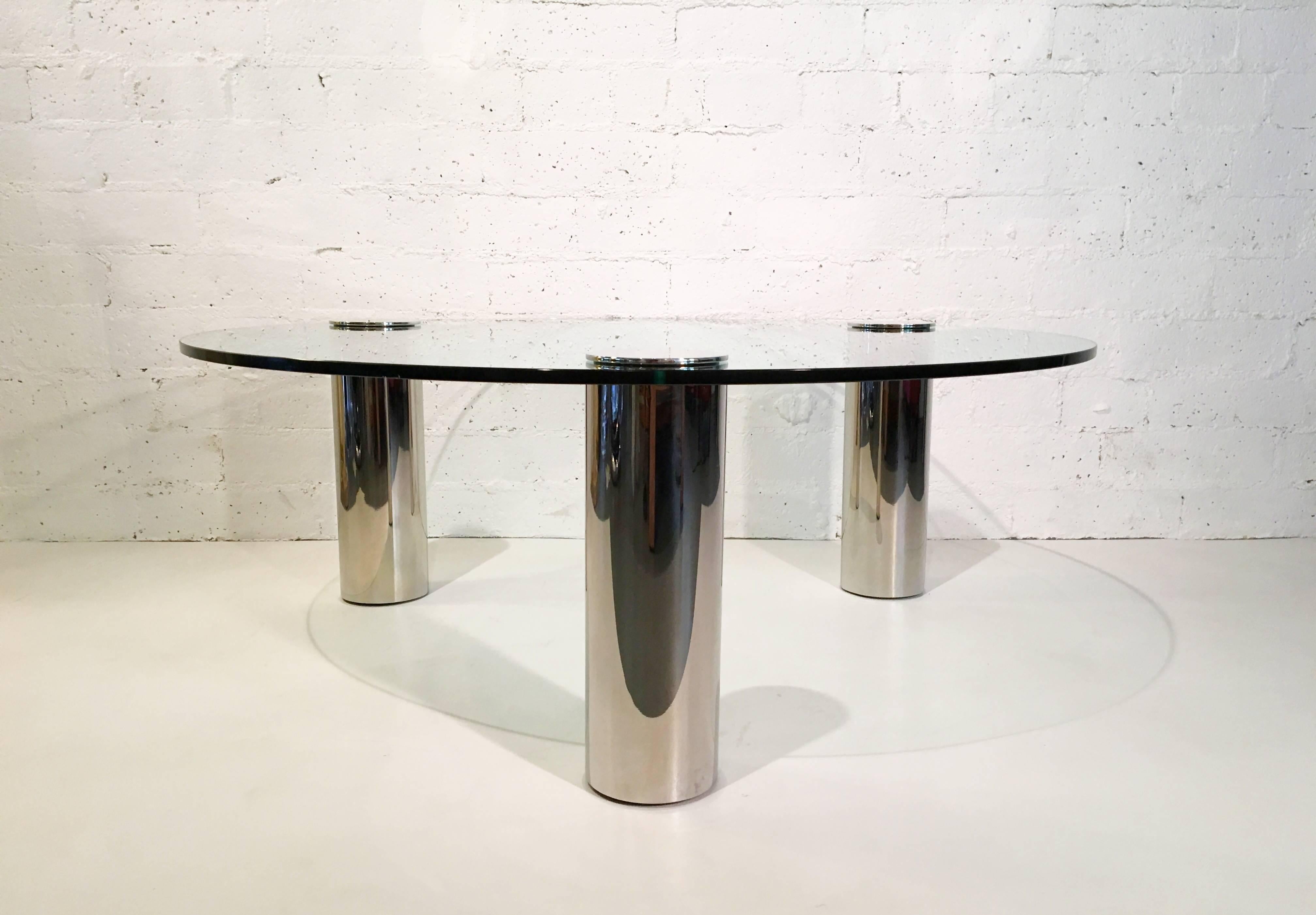 Modern Nickel and Glass Cocktail Table by Pace Collection