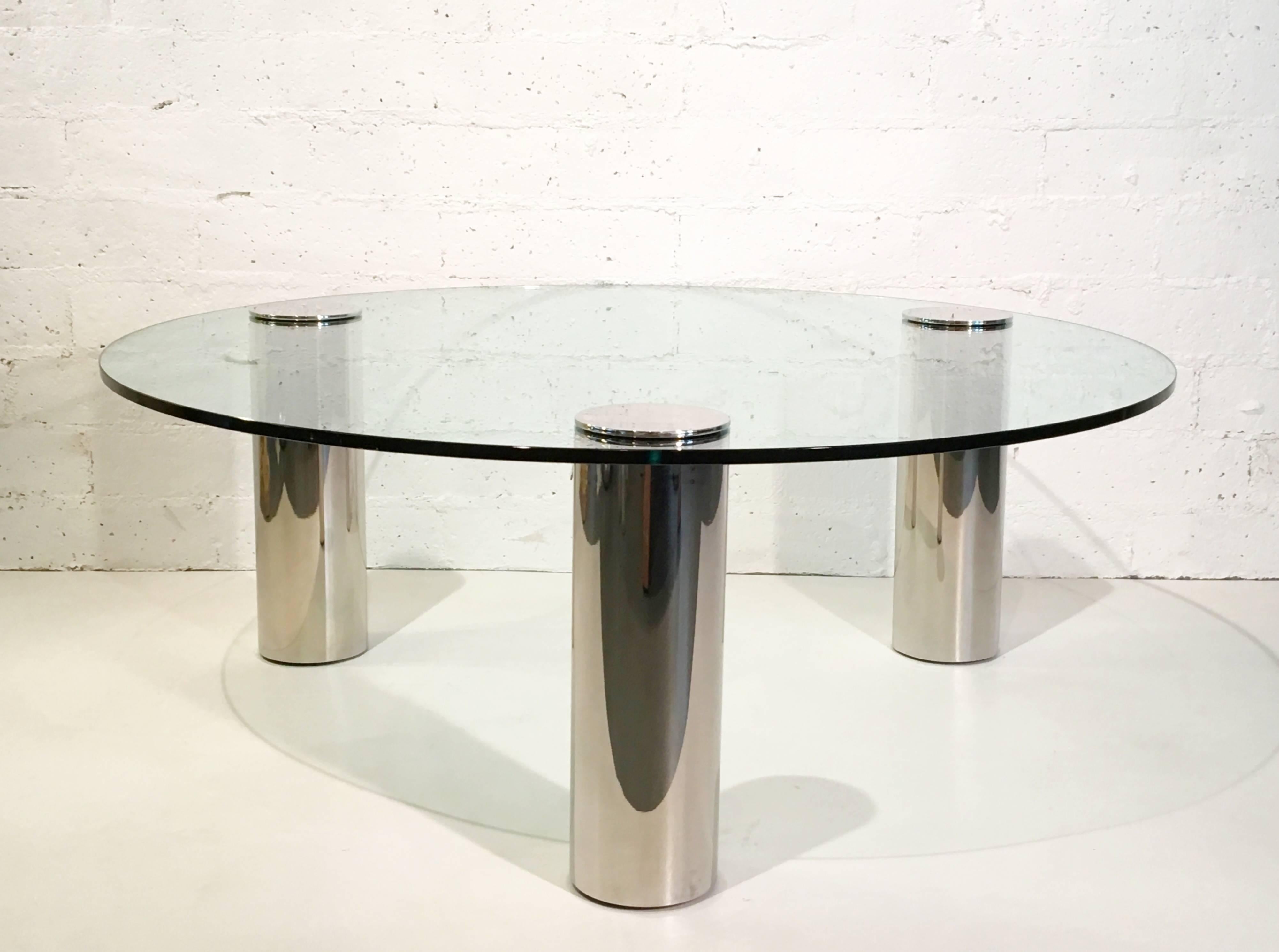 American Nickel and Glass Cocktail Table by Pace Collection