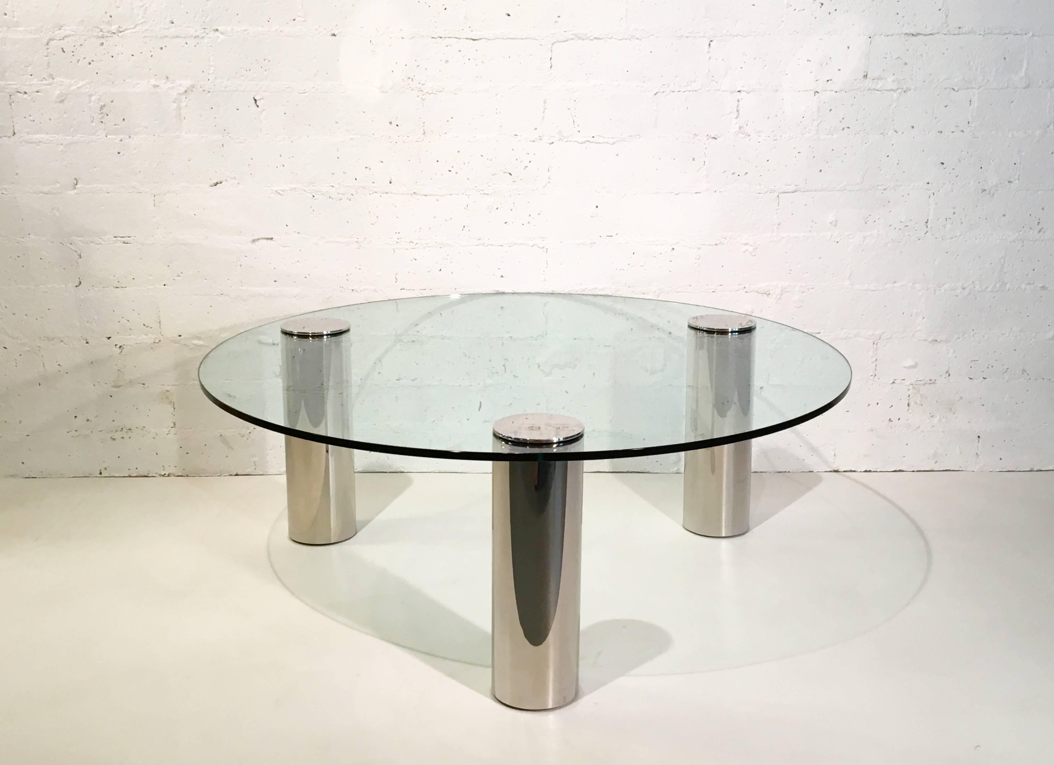 Nickel and Glass Cocktail Table by Pace Collection In Excellent Condition In Palm Springs, CA