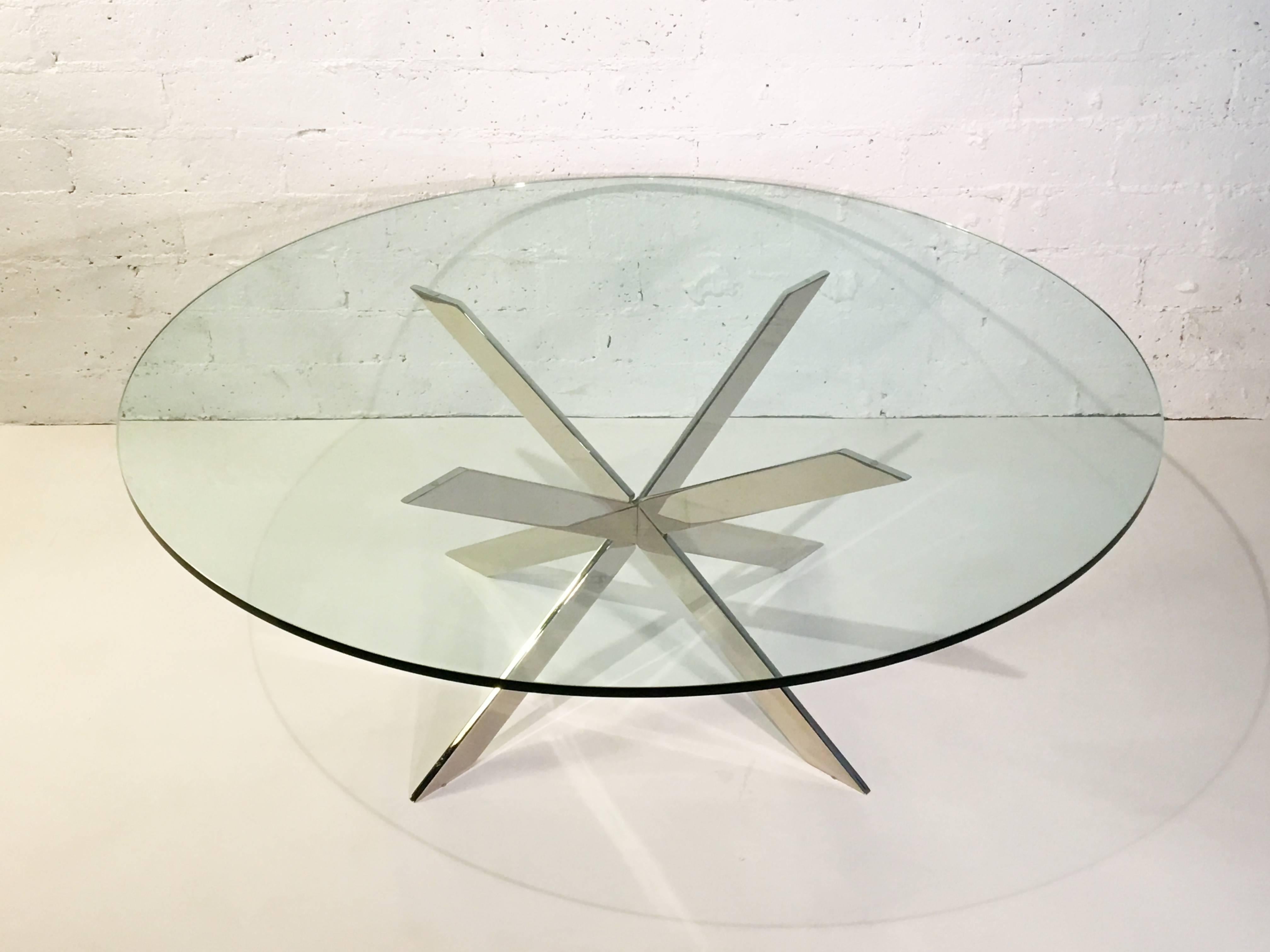 Modern Nickel and Glass Cocktail Table by Pace Collection For Sale