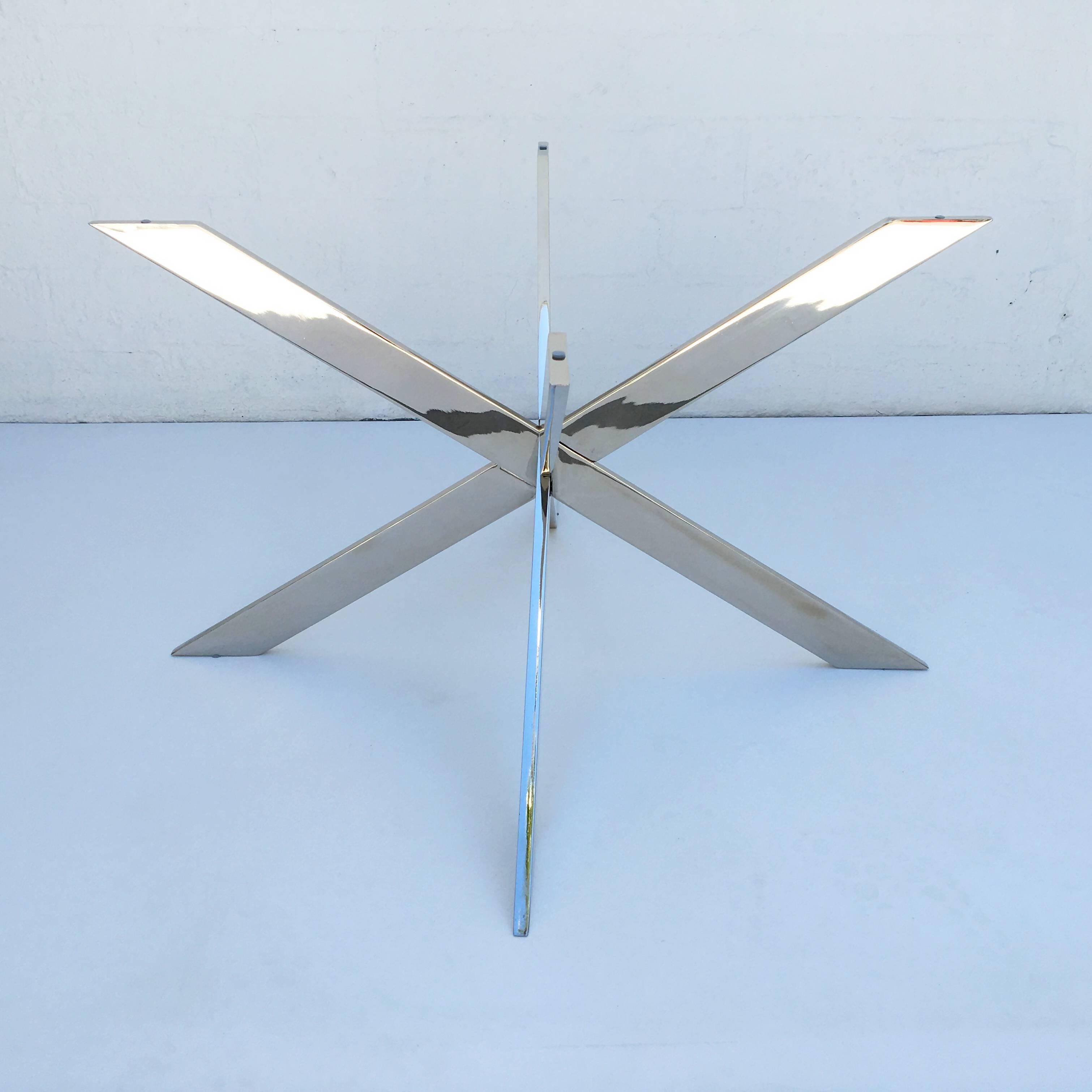 Polished Nickel and Glass Cocktail Table by Pace Collection For Sale