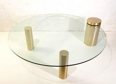 Brushed Brass and Glass Cocktail Table by Pace Collection