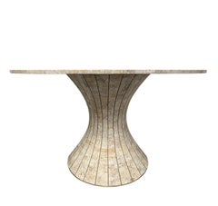 Tavolino da ingresso in travertino e ottone di Maitland Smith