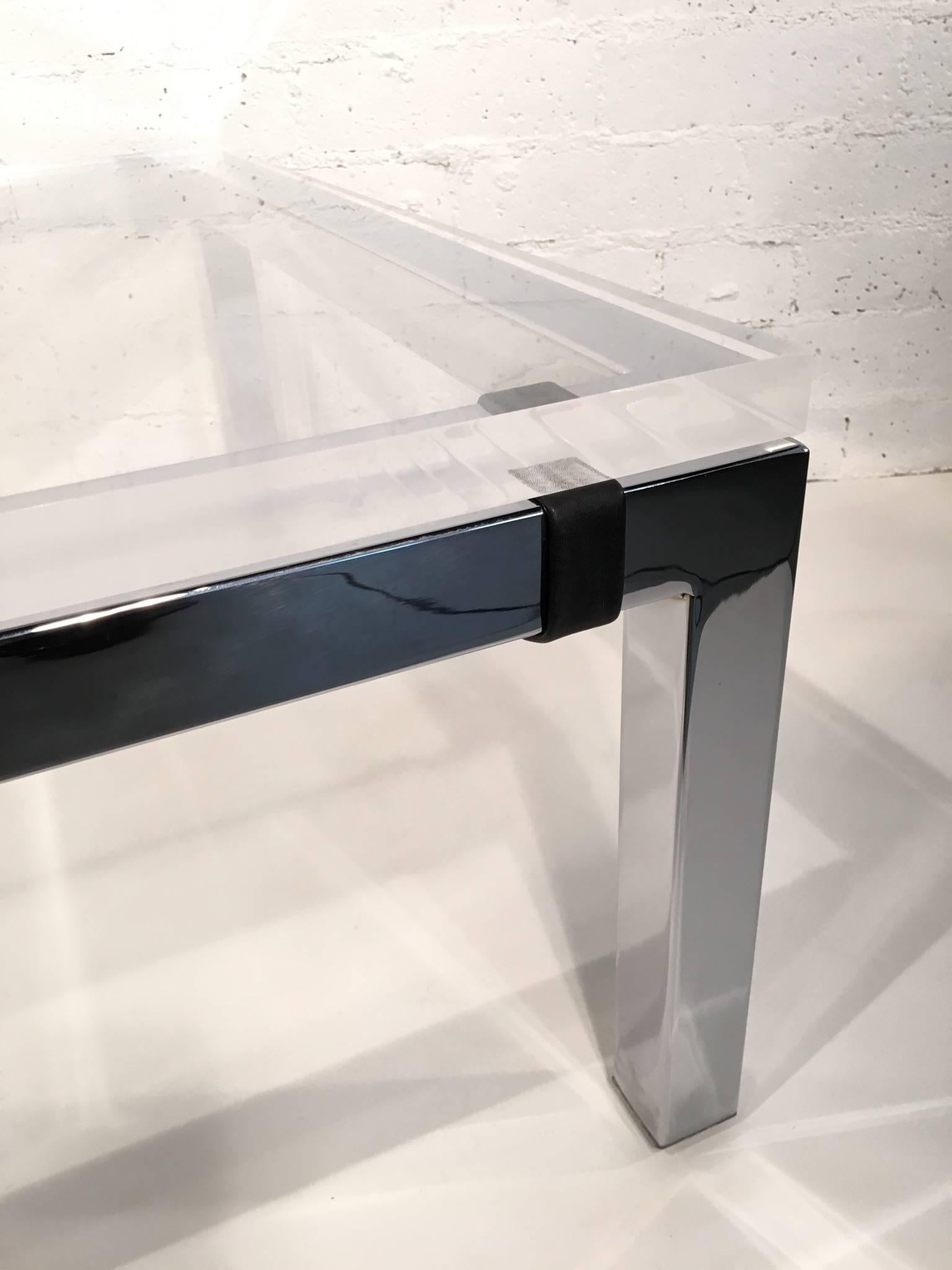 Polished Acrylic and Chrome Cocktail Table by Charles Hollis Jones For Sale