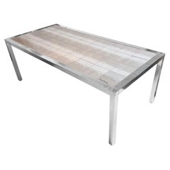 Sign Pierre Cardin Ceramic Tile and Polish Aluminum Dining Table