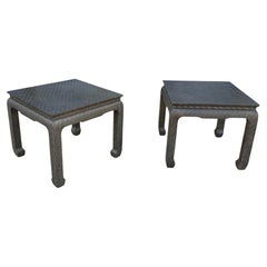 Pair of Ming Style Raffia Wrapped Side Tables by Baker Furniture