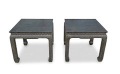 Pair of Ming Style Raffia Wrapped Side Tables by Baker Furniture
