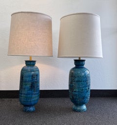 Pair of Italian Ceramic “Rimini Blue” Table Lamps by Bitossi