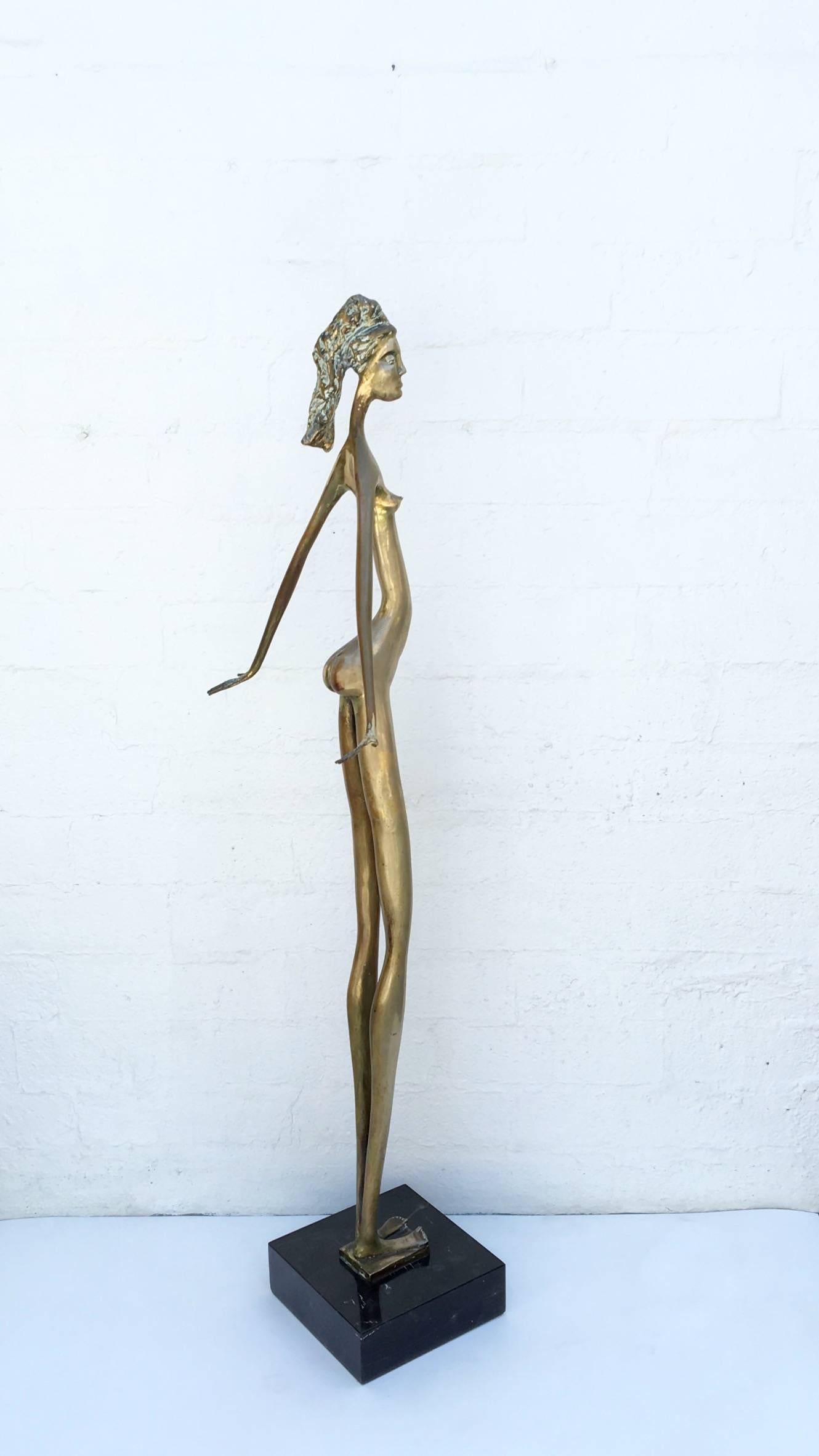 Late 20th Century 1970s Large Bronze and Marble Women Sculpture