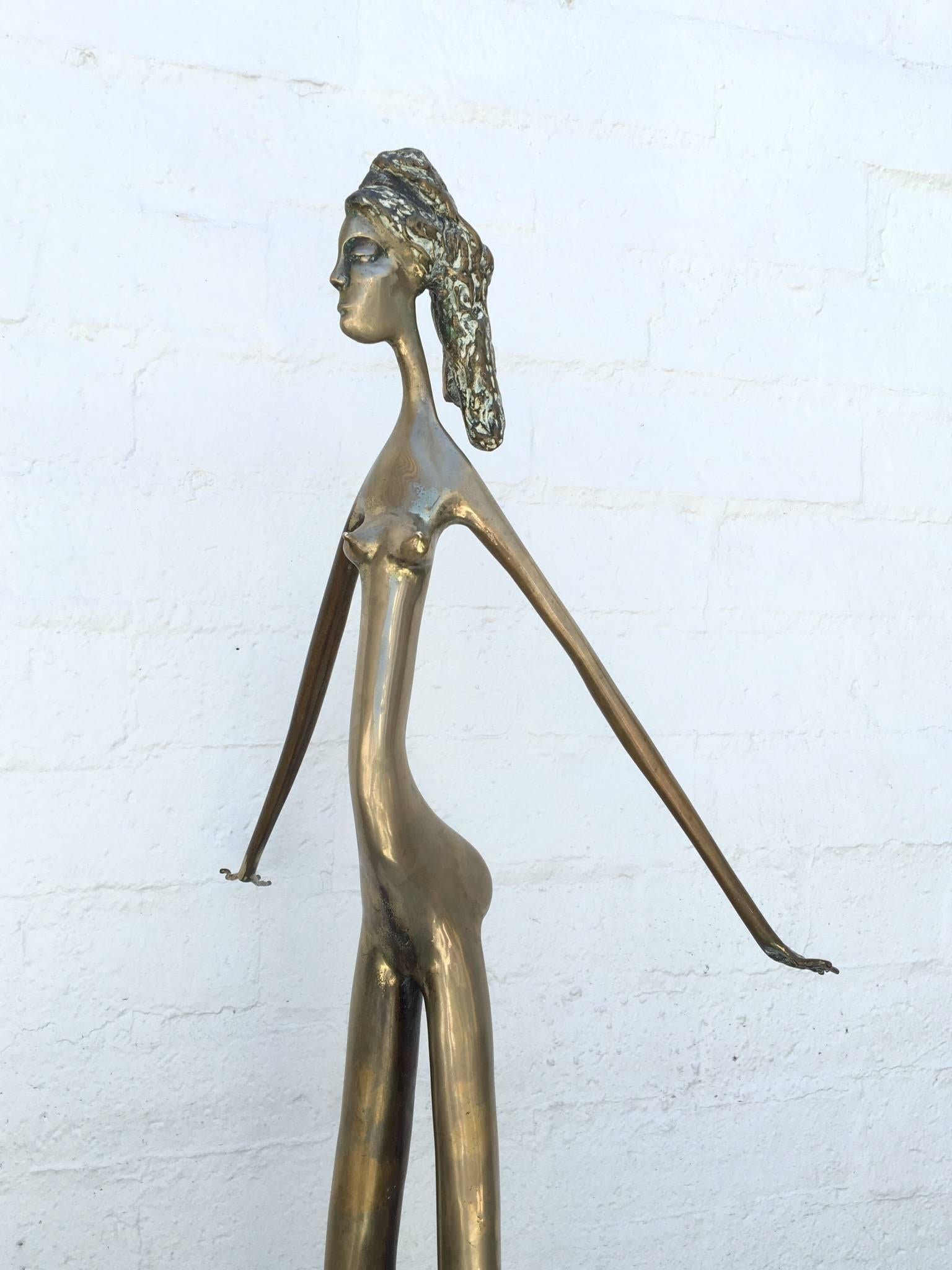 1970s Large Bronze and Marble Women Sculpture 1