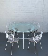 Five-Piece Wrought Iron and Glass Dinette Set by Arthur Umanoff