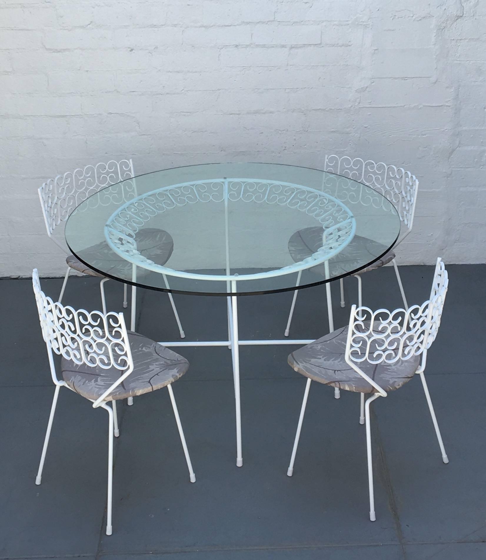  Five-Piece Wrought Iron and Glass Dinette Set by Arthur Umanoff 3