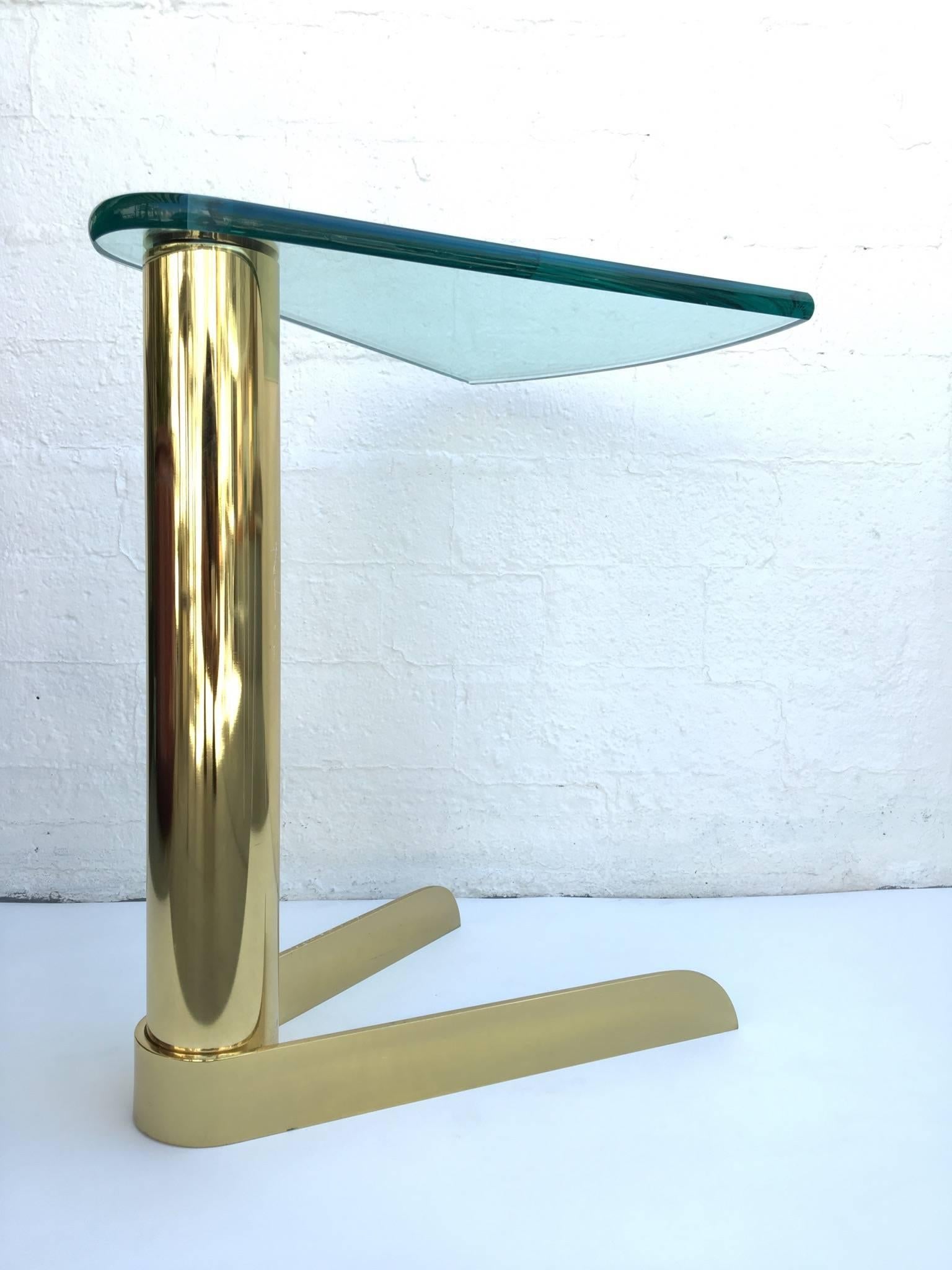 Polished Brass and Glass Occasional Table by Pace Collection