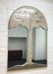 Tessellated Fossil Stone and Marble with Brass Inlay Mirror by Maitland Smith