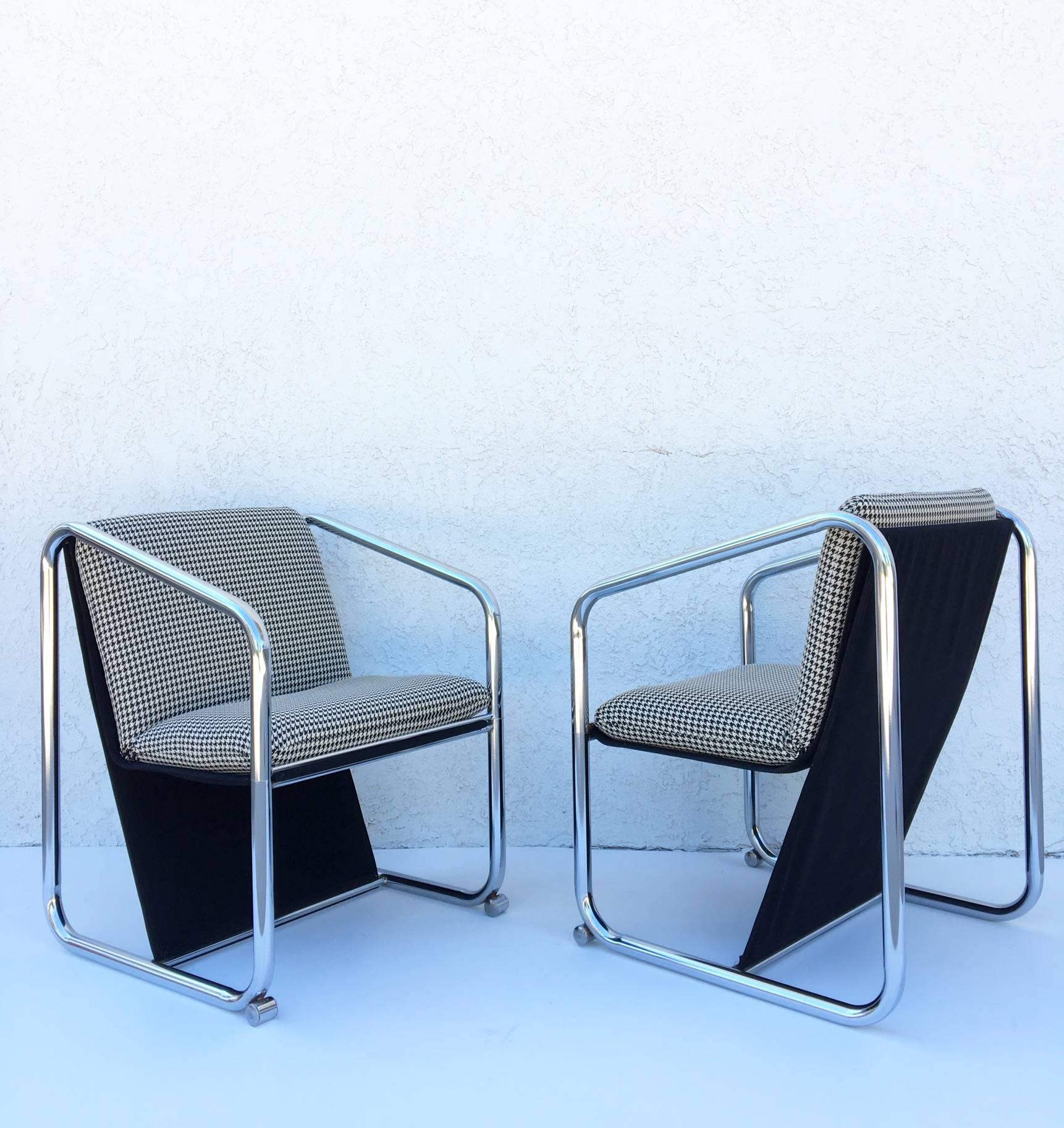 Polished Rare Pair of Chrome Petite Lounge Chairs by Jerry Johnson