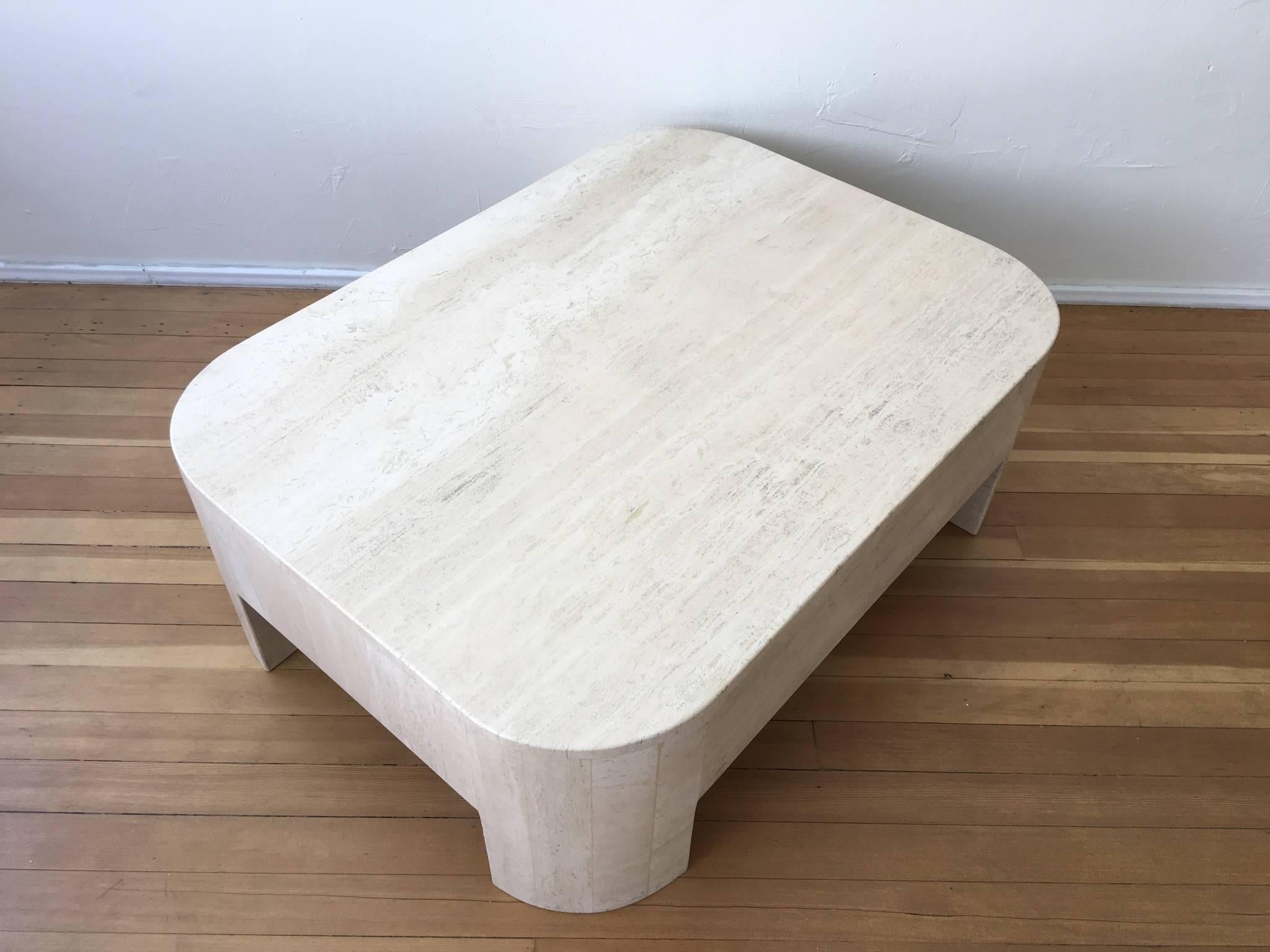 Polished Italian Travertine Cocktail Table In Excellent Condition In Palm Springs, CA