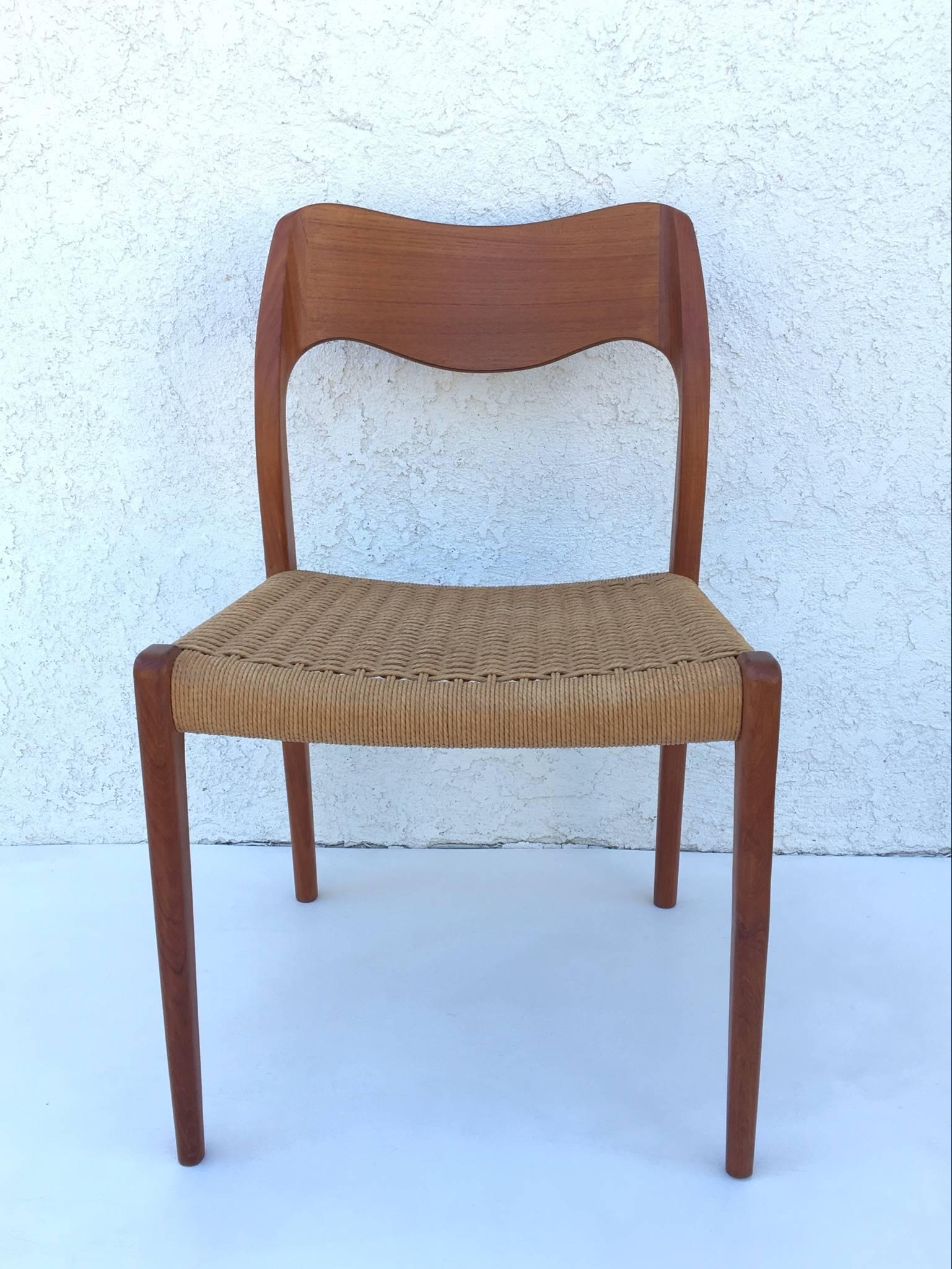 Mid-Century Modern Set of Six Teak Dining Chairs by Niels O. Moller Dining Chairs