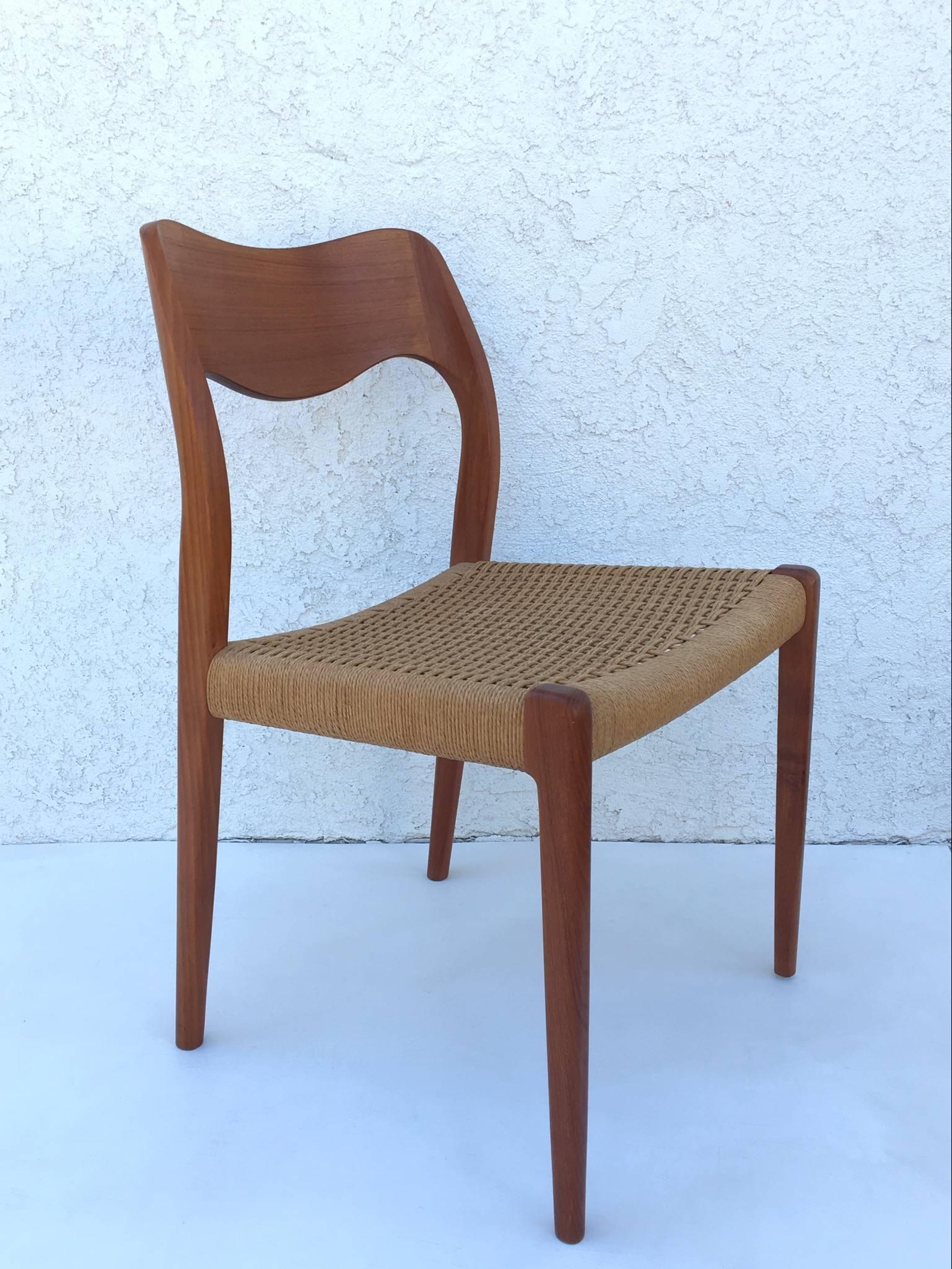 Danish Set of Six Teak Dining Chairs by Niels O. Moller Dining Chairs