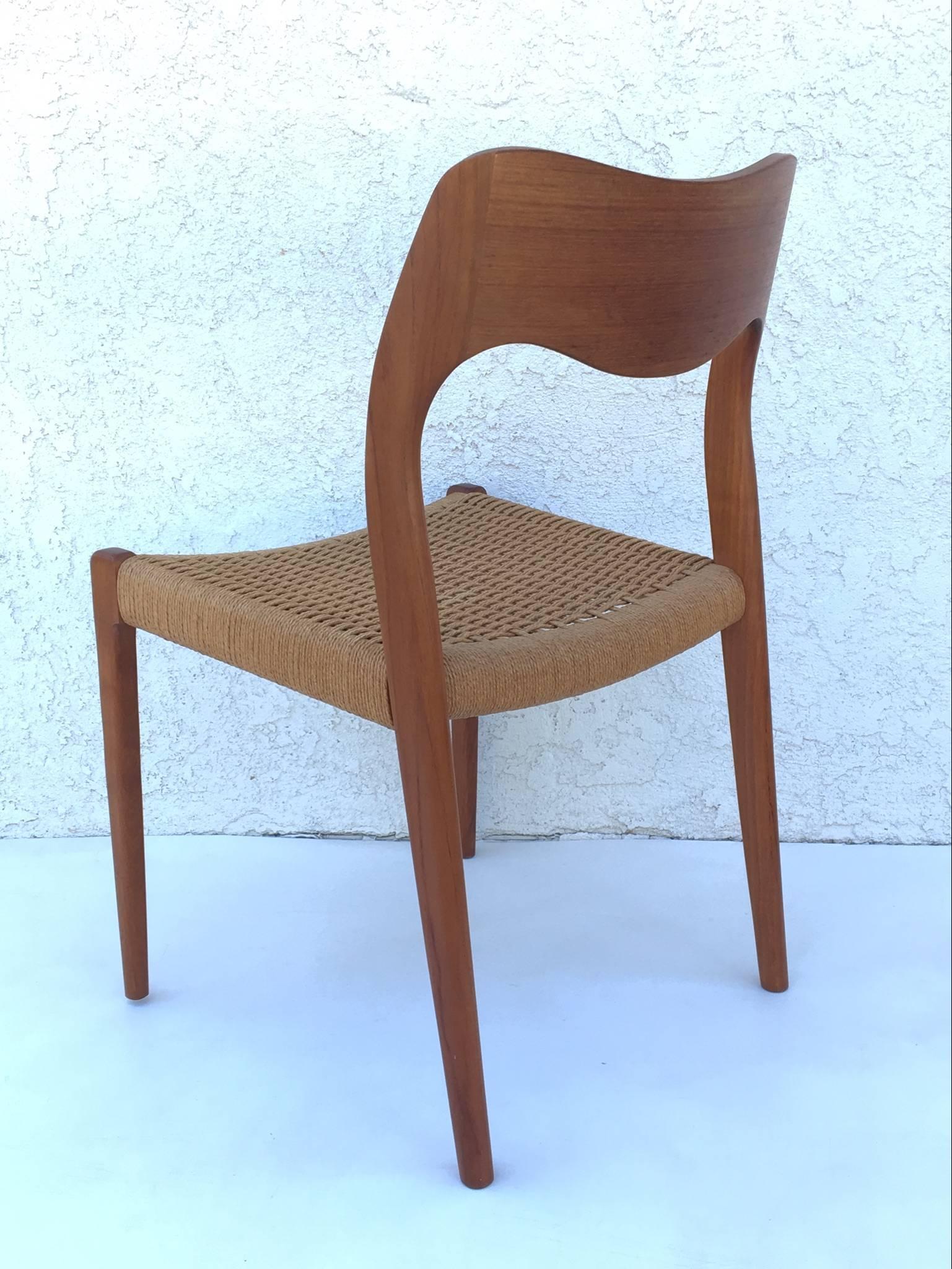 Mid-20th Century Set of Six Teak Dining Chairs by Niels O. Moller Dining Chairs