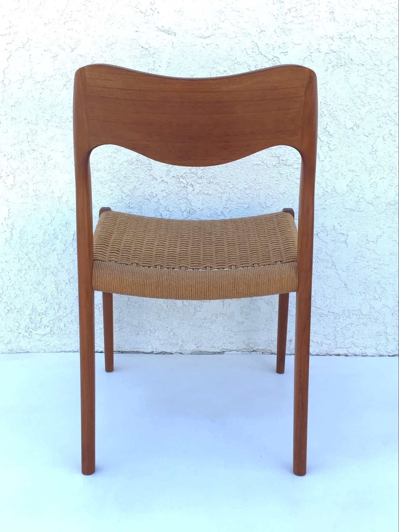 Papercord Set of Six Teak Dining Chairs by Niels O. Moller Dining Chairs