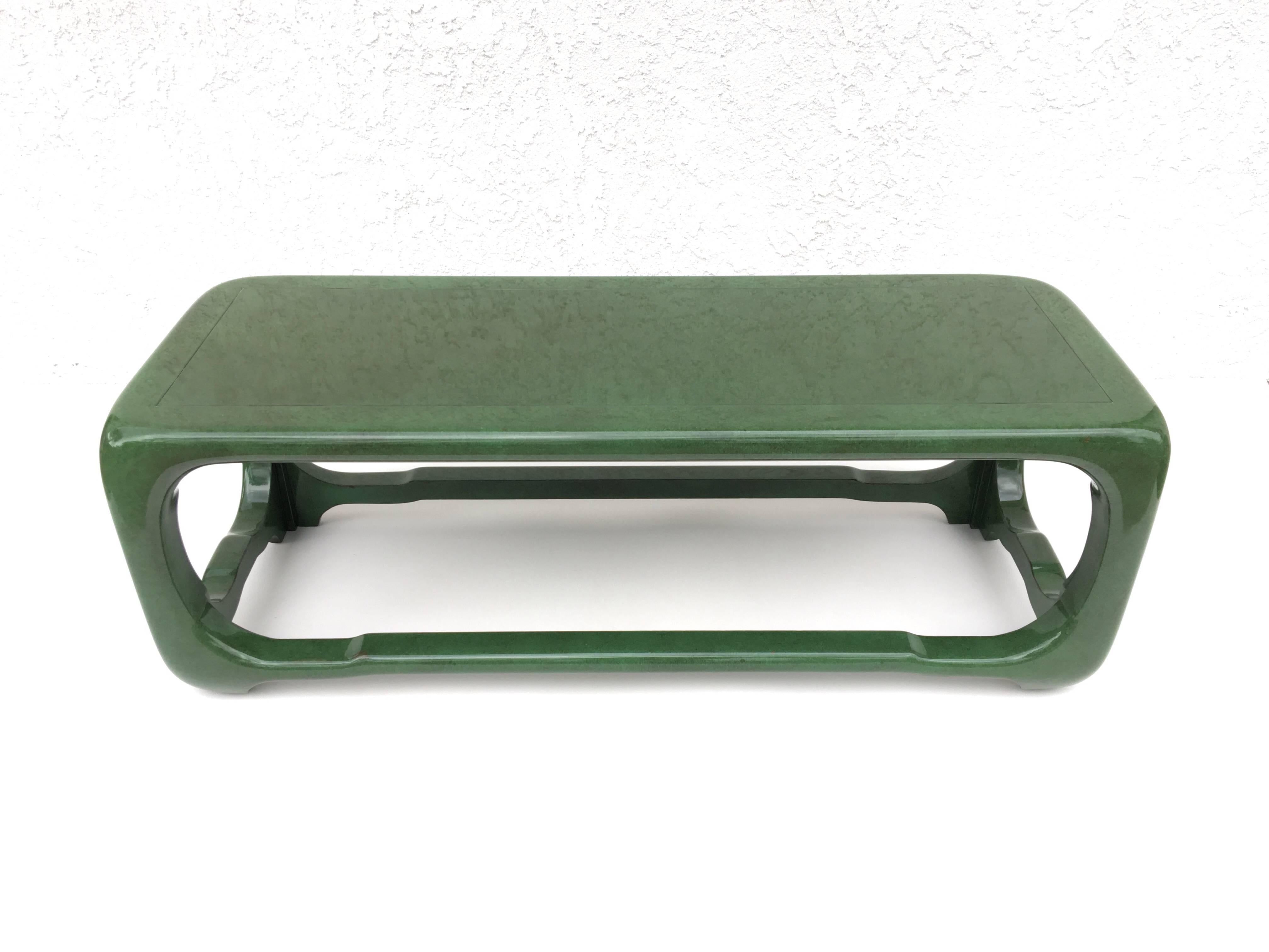 American High Gloss Forest Green Lacquered Cocktail Table by Karl Springer
