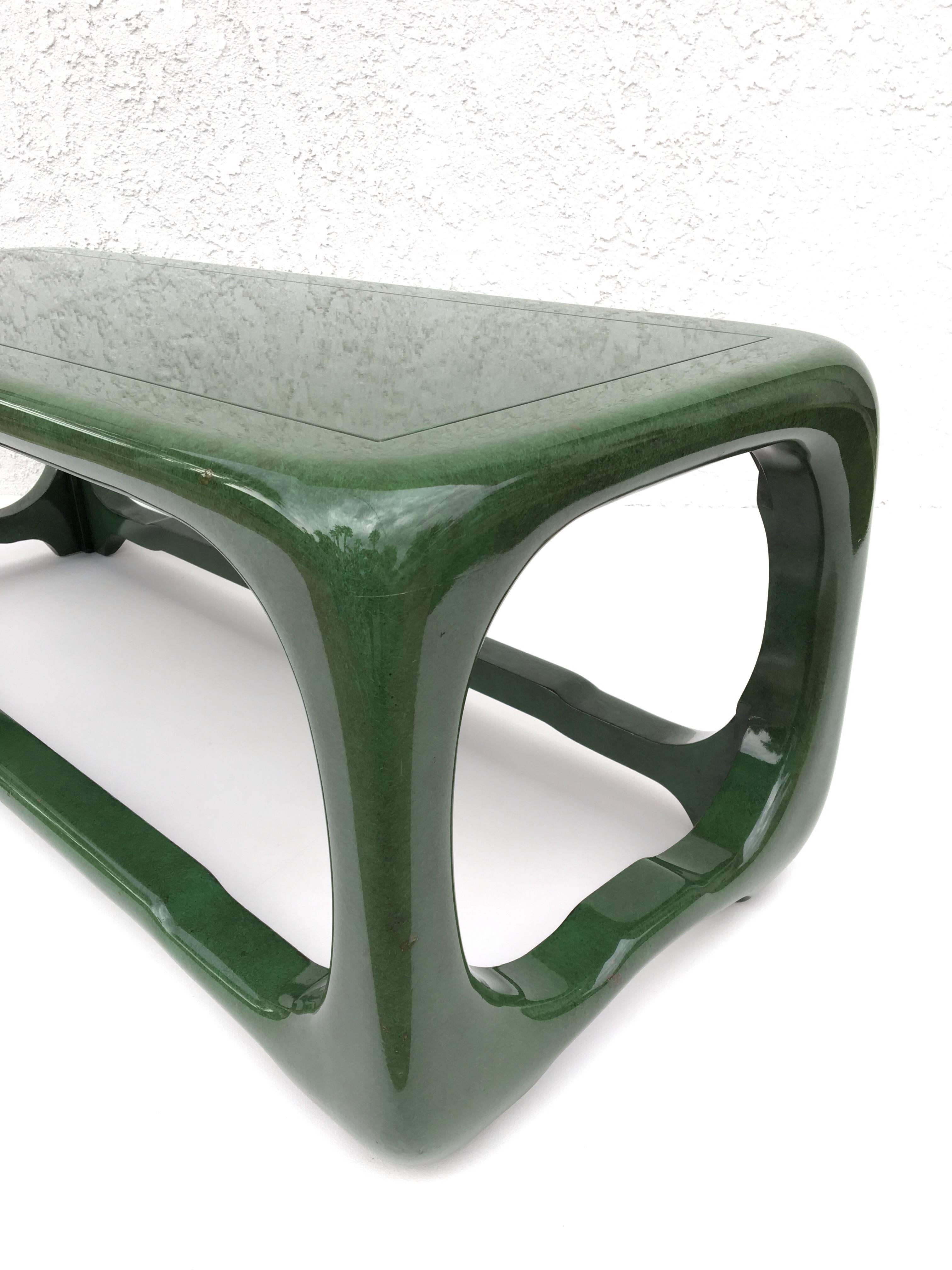 High Gloss Forest Green Lacquered Cocktail Table by Karl Springer 3