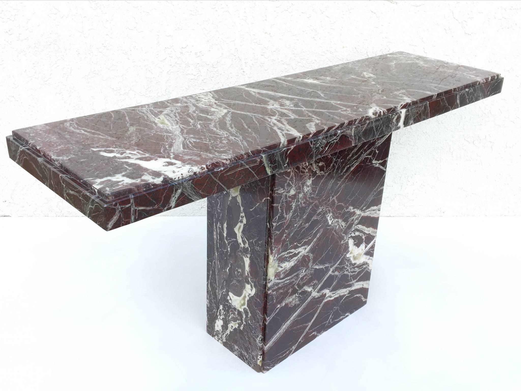Italian Marble Console Table In Excellent Condition In Palm Springs, CA
