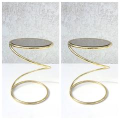 Pair of Brass and Bronze Glass Spiral Occasional Tables by Pace Collection