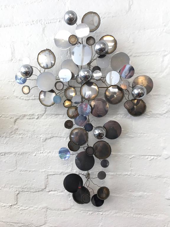 Chrome "Raindrops" Wall Sculpture by Curtis Jeré at 1stDibs