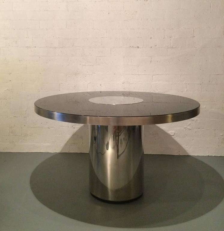 Stainless Steel and Glass Dining Table by Willy Rizzo at 1stDibs