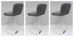 Set of Three Acrylic and Chrome Swivel Barstool by Lion in Frost